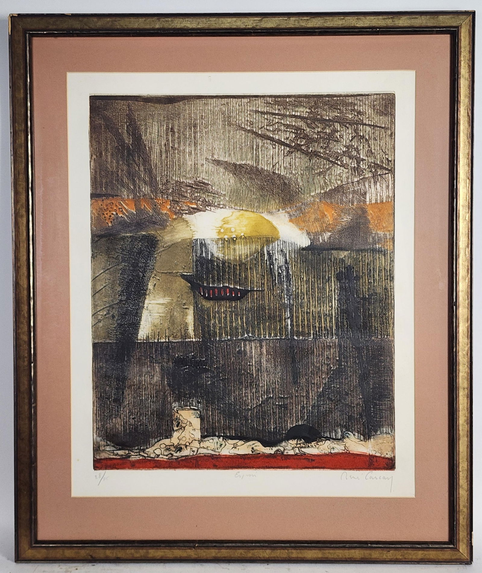 Rene Carcan (Belgian, 1925-1993) Untitled, Color Lithograph, Signed, titled, and numbered in pencil (1 of 4)