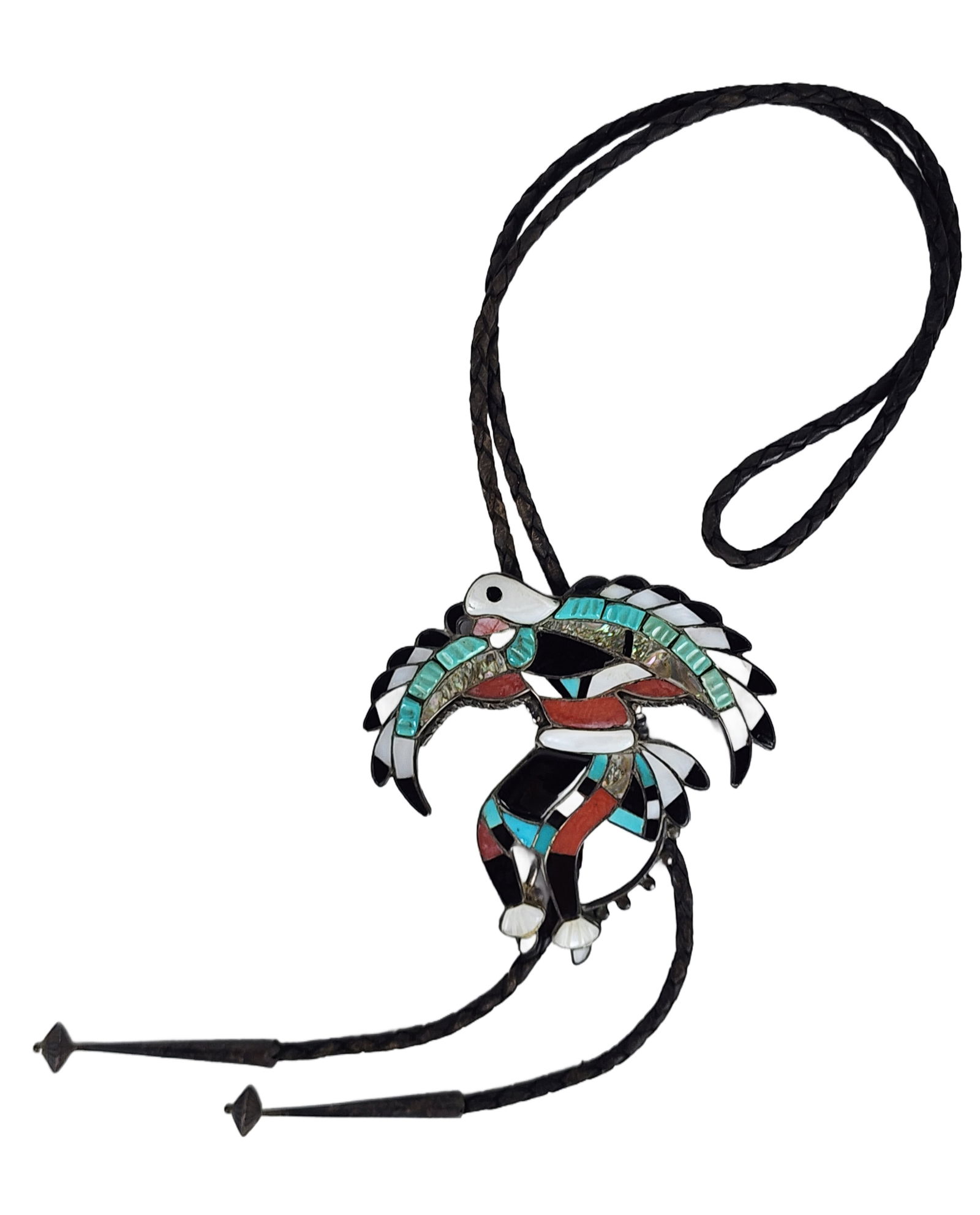 Vintage Native American Zuni Silver Eagle Dancer Bolo Tie (1 of 5)