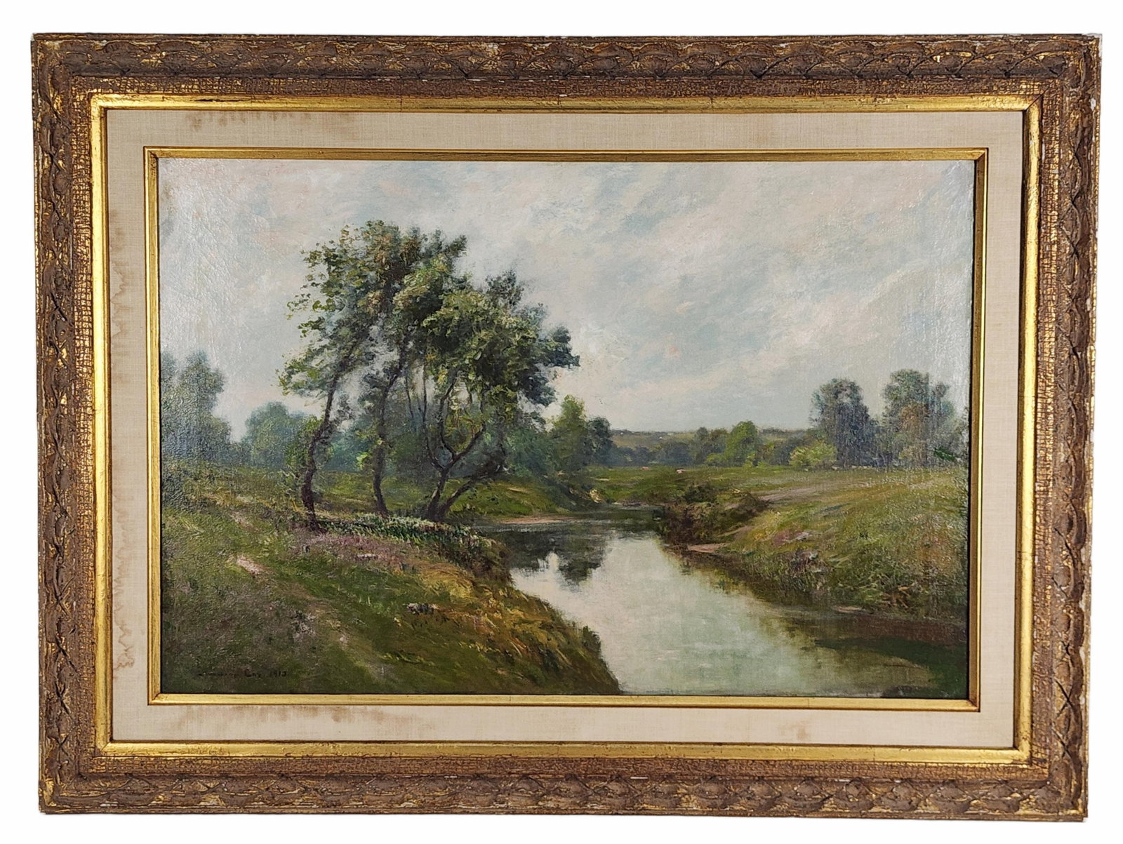 Edward Gay (American, 1837-1928) River Landscape, Signed and dated 1910, Oil on canvas, 20 1/2" x (1 of 5)