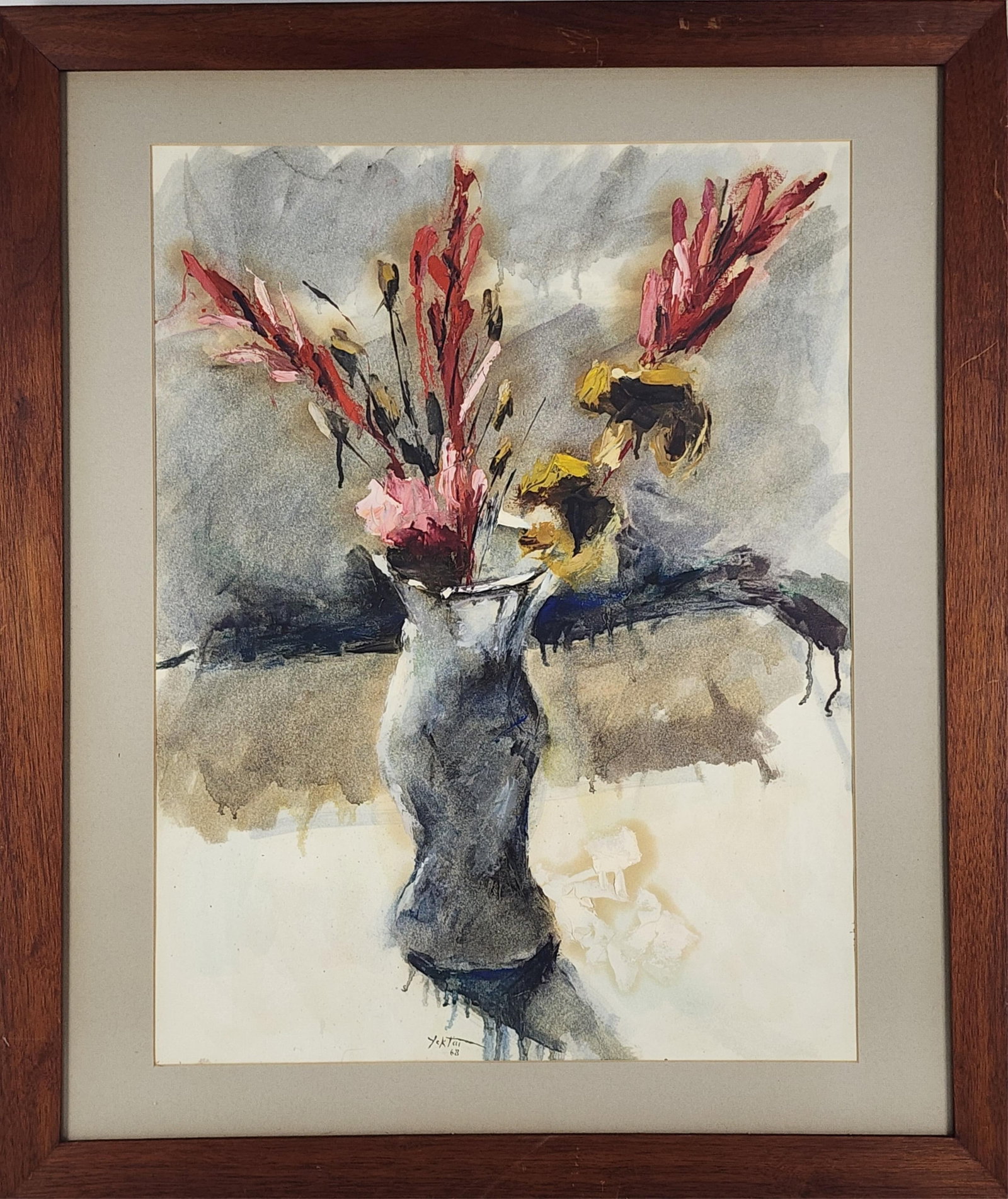 Manoucher Yektai (Iranian/American, 1921–2019) Still Life, Signed Yektai and dated '68, Oil on: Manoucher Yektai (Iranian/American, 1921–2019) Still Life, Signed Yektai and dated '68, Oil on Paper, Sight-23" x 17 3/8", Framed-29 5/8" x 25"