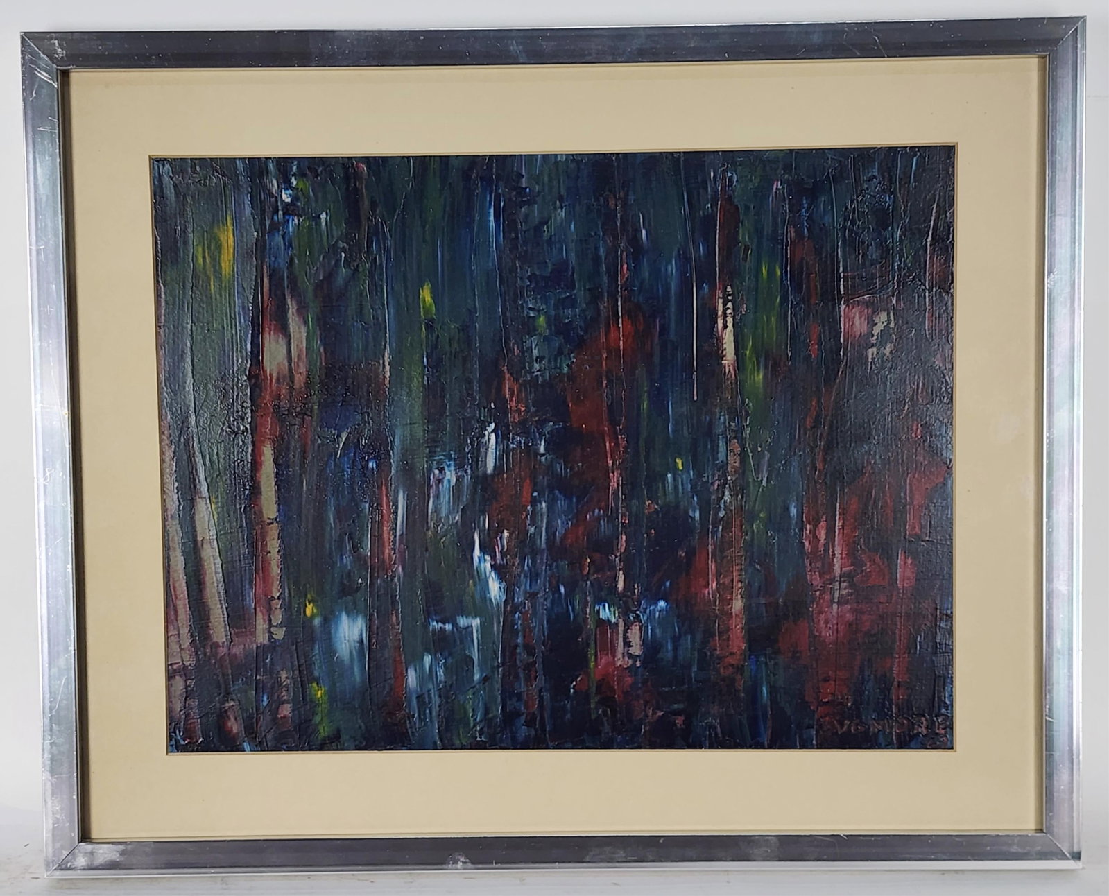 Edward Dugmore (American, 1915-1996) Untttled, Oil on board, Signed Dugmore and dated '67 lower: Edward Dugmore (American, 1915-1996) Untttled, Oil on board, Signed Dugmore and dated '67 lower right, 12" x 16", Framed-17" x 21"