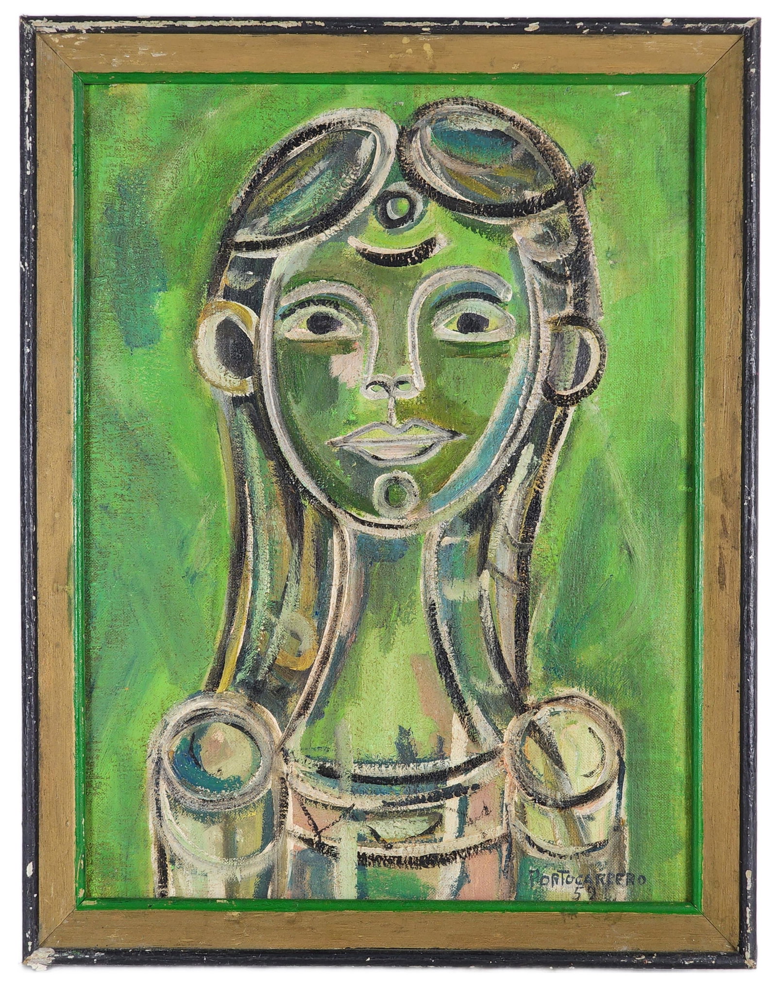 Rene Portocarrero (Cuban, 1912–1985) Girl, Signed Portocarrero and dated '59, Oil on Board, (1 of 5)