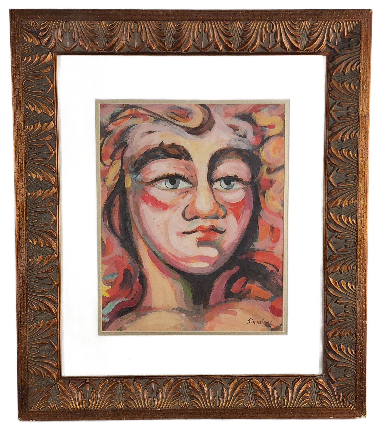 David Alfaro Siqueiros (Mexican, 1896-1974) Head Study, Signed Siqueiros lower right, Gouache on (1 of 5)