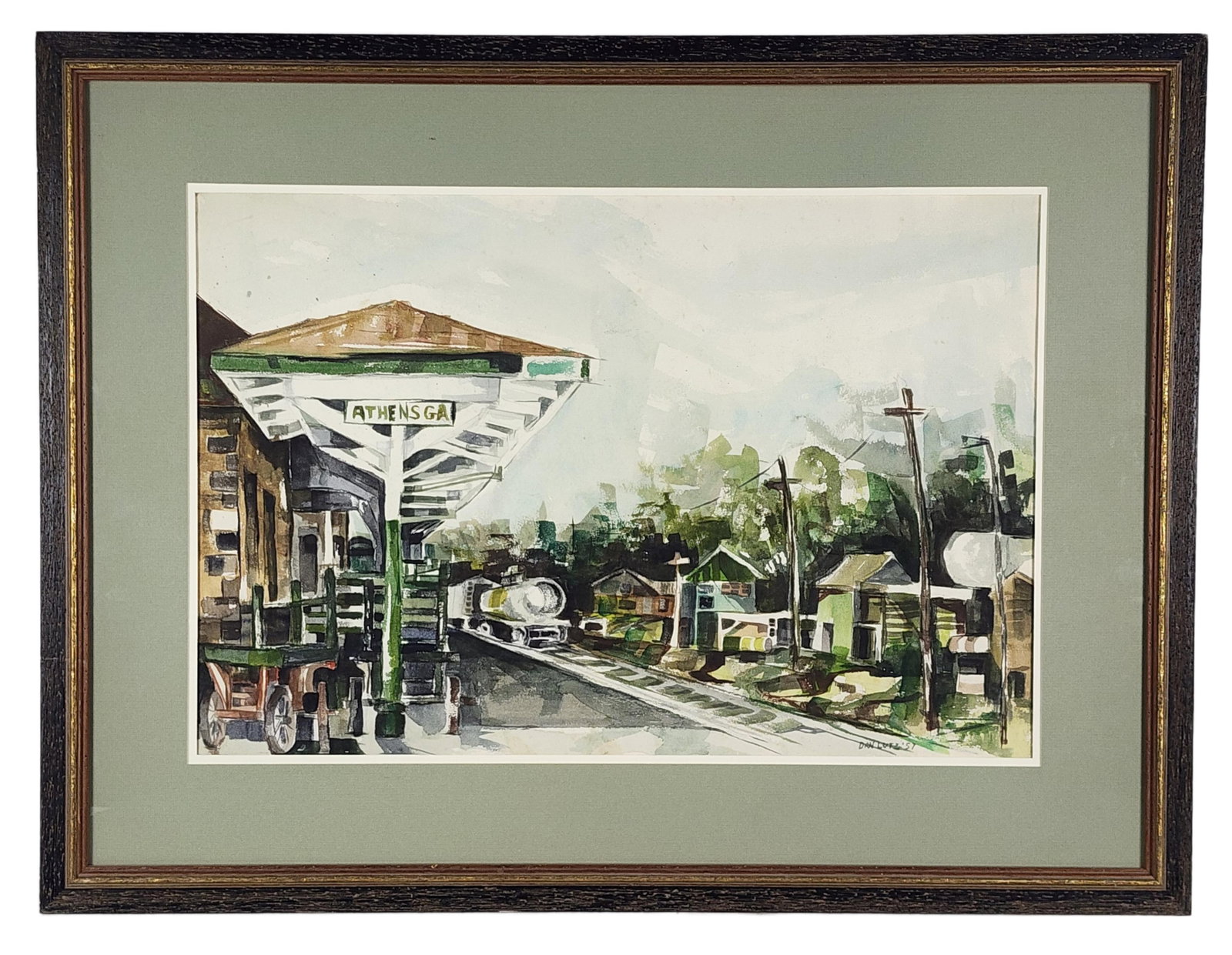 Dan (Daniel Stookey) Lutz (American, 1906–1978) Athens, Georgia Train Depot, Signed Dan Lutz: Dan (Daniel Stookey) Lutz (American, 1906–1978) Athens, Georgia Train Depot, Signed Dan Lutz and dated '57 lower right, Sight-14" x 21", Framed-22" x 29"