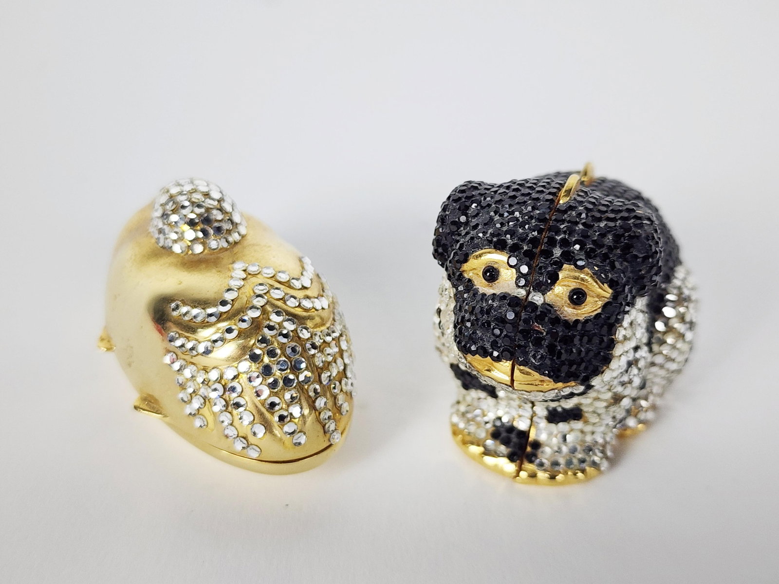 Two Judith Leiber Pill Boxes of a Dog and Egg, both signed, 2" h. (1 of 3)
