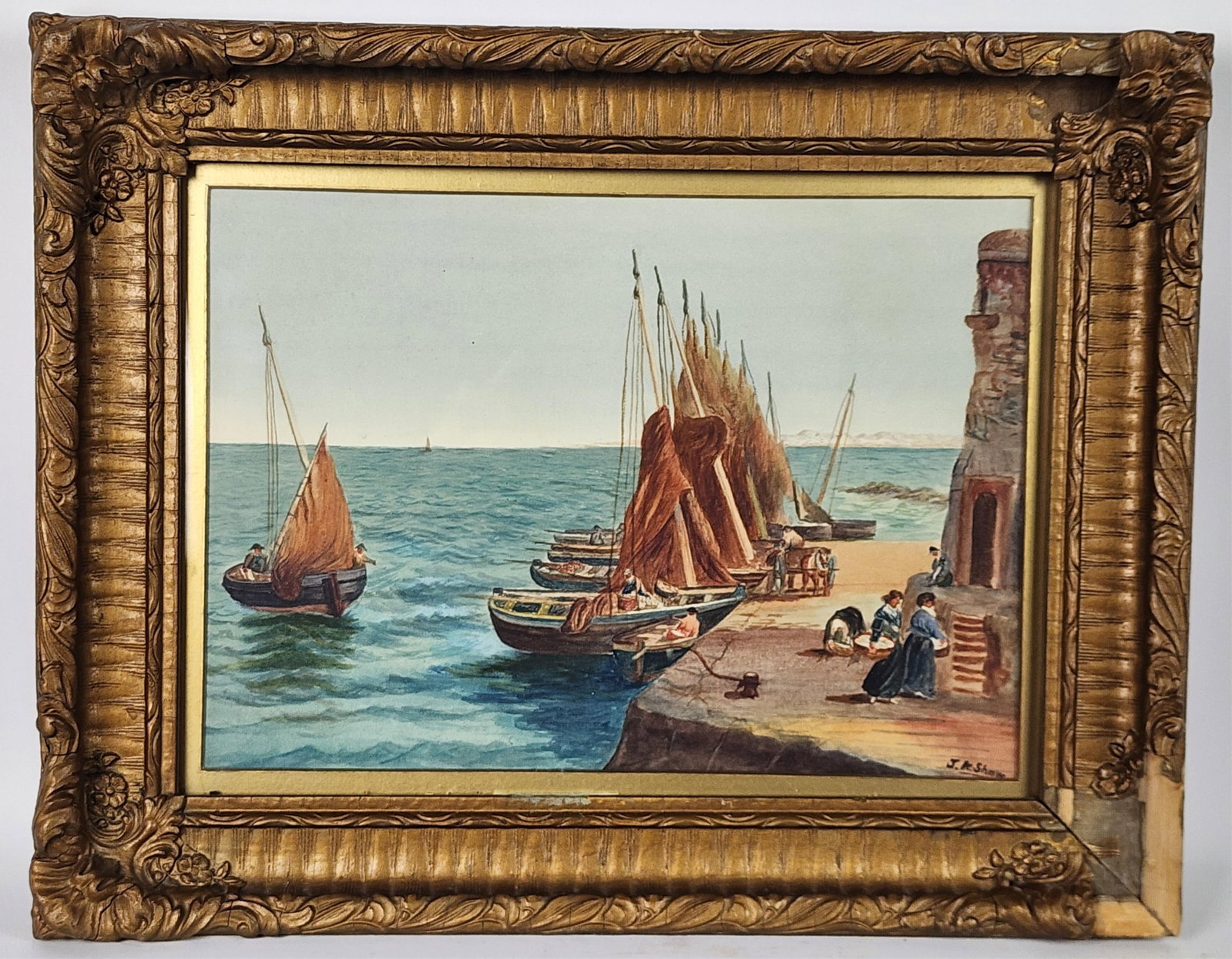 J. A. Shaw (English, 1872-1919) Coast of Brittany, Signed J. A. Shaw lower right, Watercolor on (1 of 6)