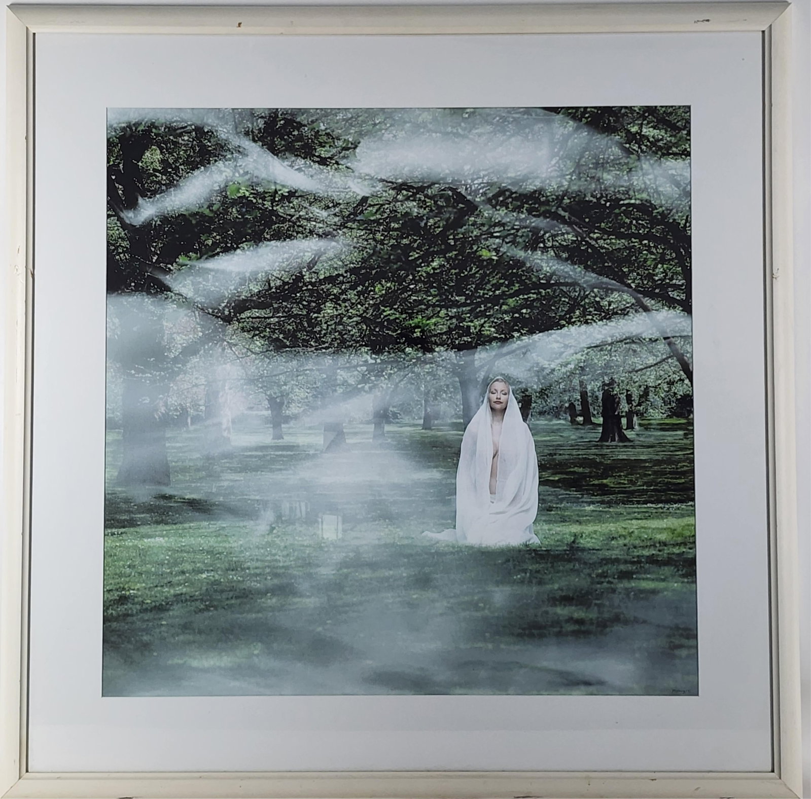 Richard Maury (American, 1935–2020) Landscape with Shrouded Lady in White, Signed Maury and: Richard Maury (American, 1935–2020) Landscape with Shrouded Lady in White, Signed Maury and dated '03 in pencil lower right, Photolitho on paper, Sight-31 1/2" x 31 1/4", Framed-43" x 43"