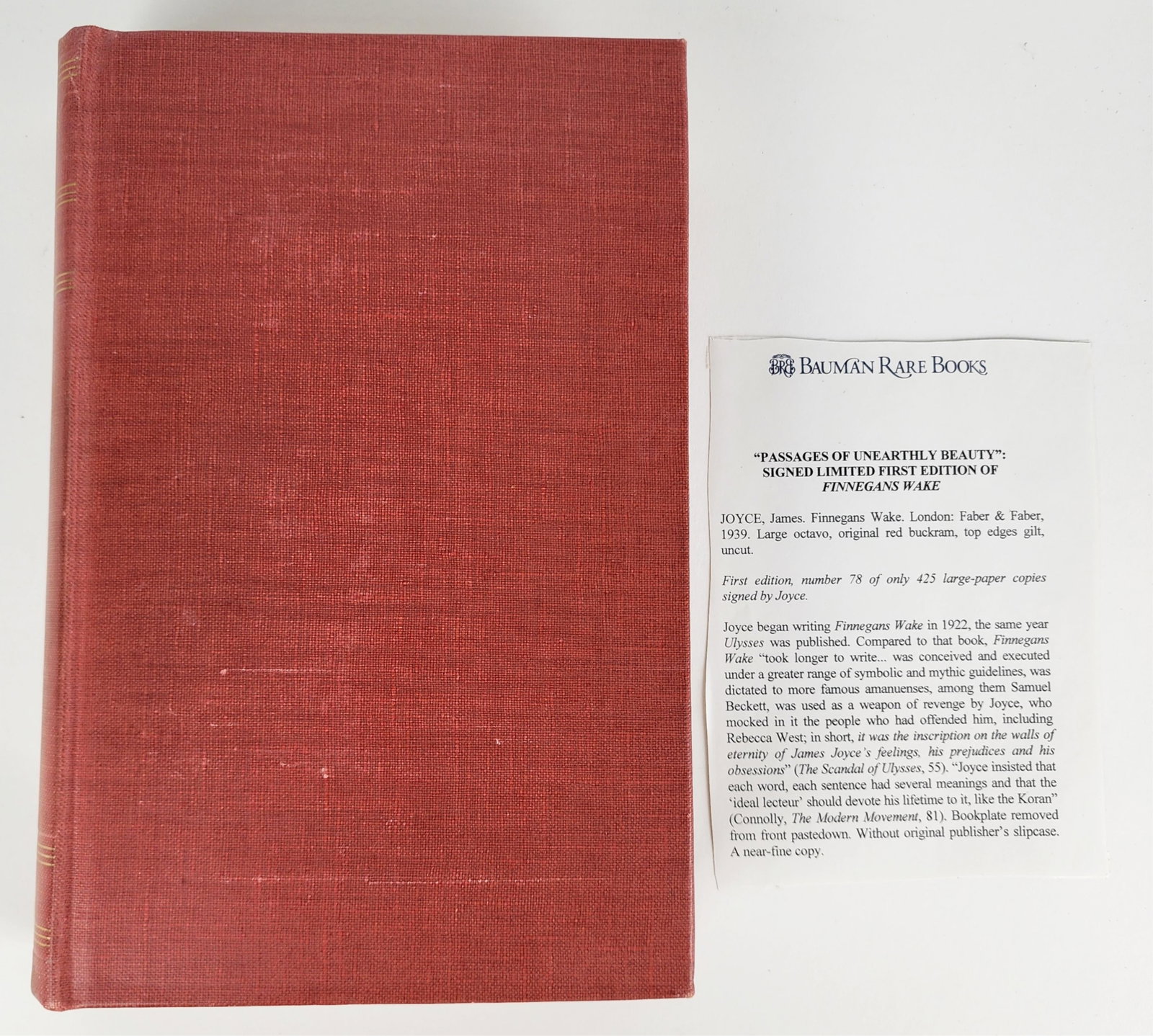Signed First Edition Book, James Joyce Finnegan's Wake, London, Faber & Faber, 1939, Large Octavo, (1 of 11)
