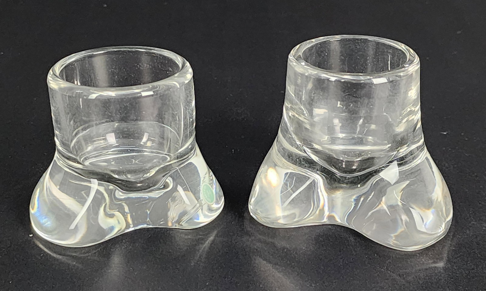 Two Elsa Peretti forTiffany Glass Candleholders, 2 1/2" h. 3" w. (1 of 2)