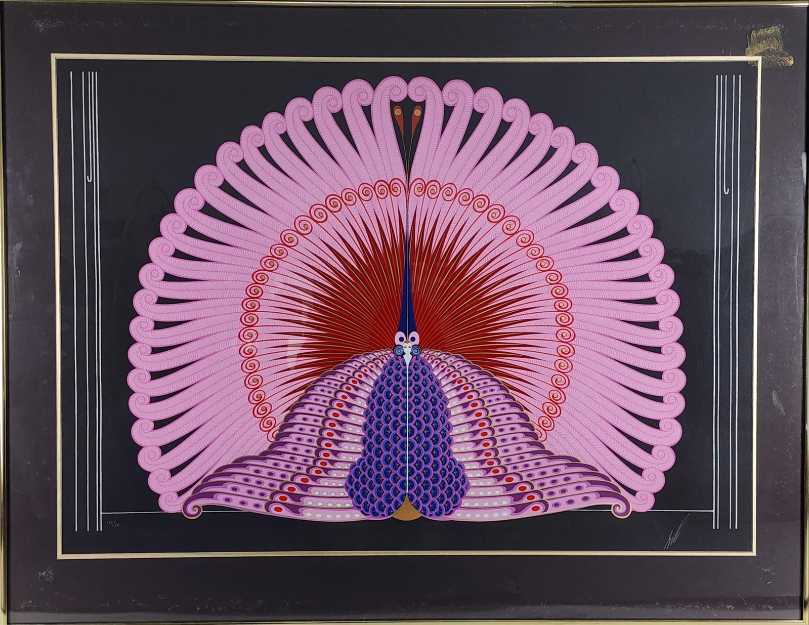 Romain de Tirtoff-Erte (Russian/French, 1892-1990) Phoenix Reborn, Signed Erte and numbered 197/300,: Romain de Tirtoff-Erte (Russian/French, 1892-1990) Phoenix Reborn, Signed Erte and numbered 197/300, Serigraph, c.1983, Published by Chalk and Vermillion Fine Arts, Sight-26 3/4" x 37 3/4", Framed-34 