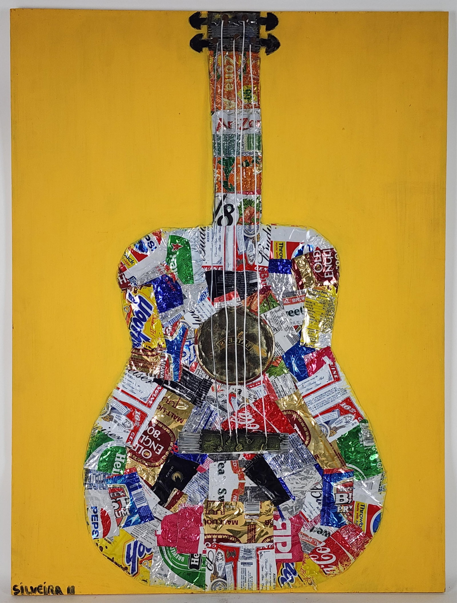 Jorge Silviera (Uruguayan/American, 20th Century) Guitar, Signed Silviera and dated '11 lower left,: Jorge Silviera (Uruguayan/American, 20th Century) Guitar, Signed Silviera and dated '11 lower left, 32" x 28", Note: Silviera based out of Sag Harbor, Long Island, his raw, energetic art transforms di