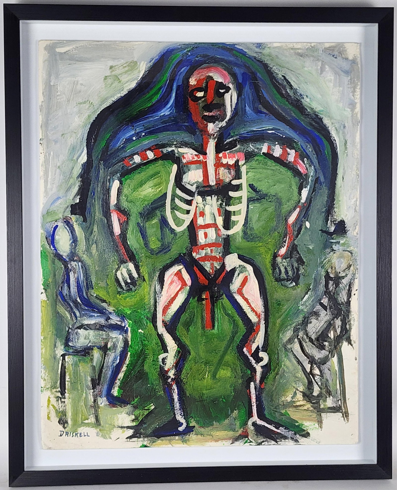 David Driskell (American, 1931–2020) Skeleton, Signed Driskell lower left, Oil on Paper, 28" x: David Driskell (American, 1931–2020) Skeleton, Signed Driskell lower left, Oil on Paper, 28" x 21 3/4", Framed-32" x 26"