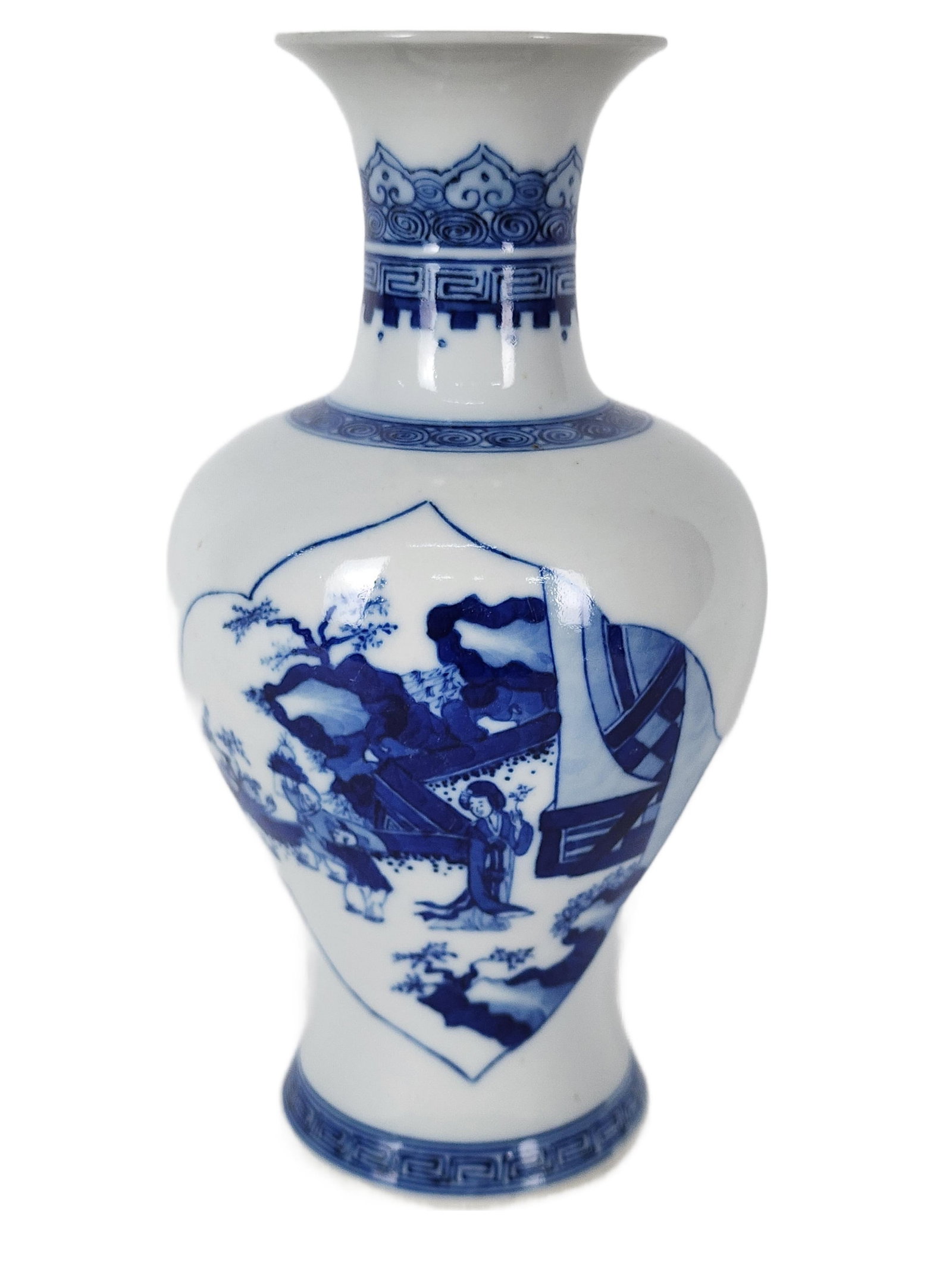Chinese Export Style Blue and White Porcelain Vase, 20th Century, 8 1/2" h. (1 of 6)