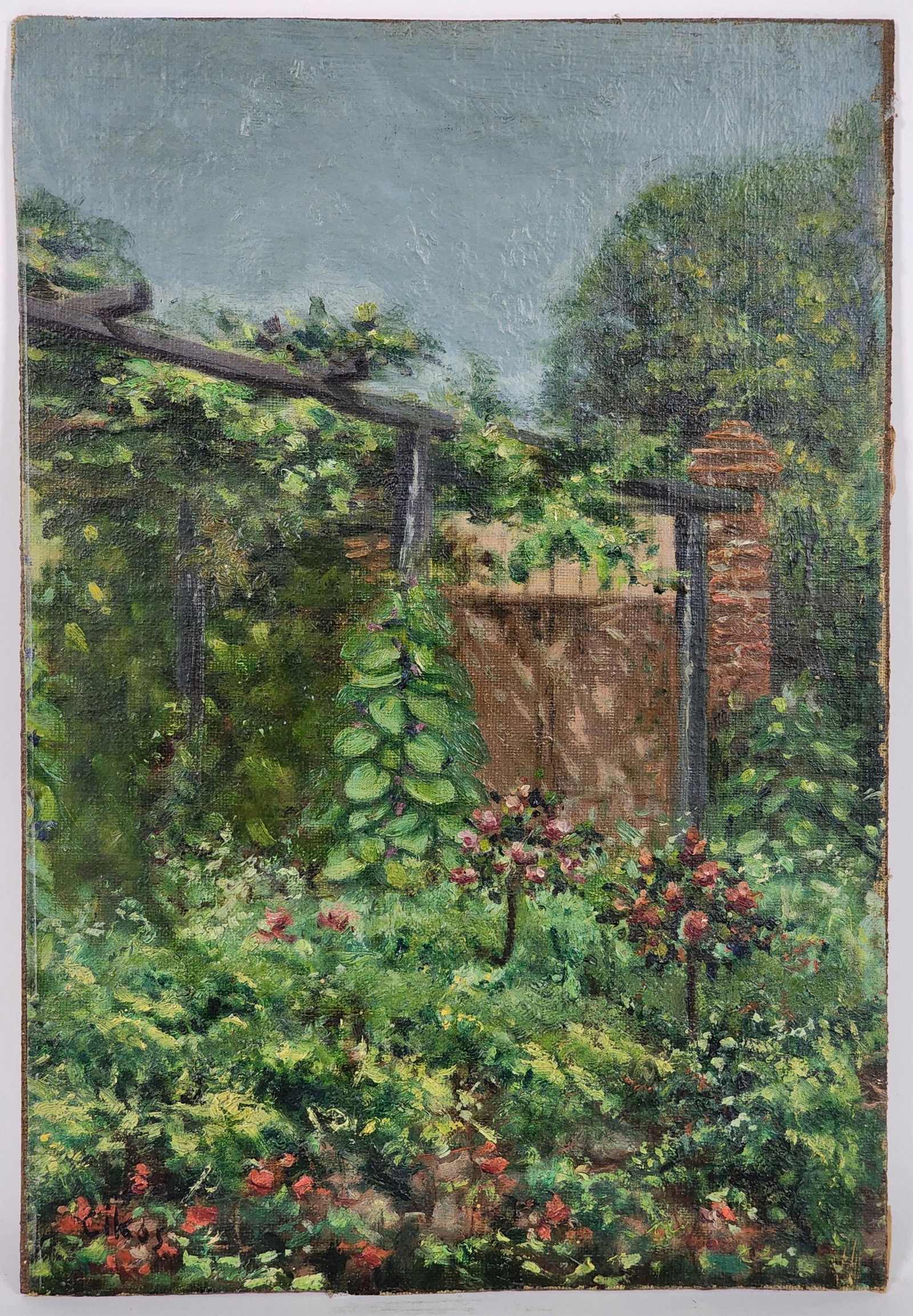 Bela Ciskos Sesja (Croatian, 1864-1931) Garden Landscape,Signed Ciskos lower left, 13 3/4" x 9 1/2", (1 of 4)