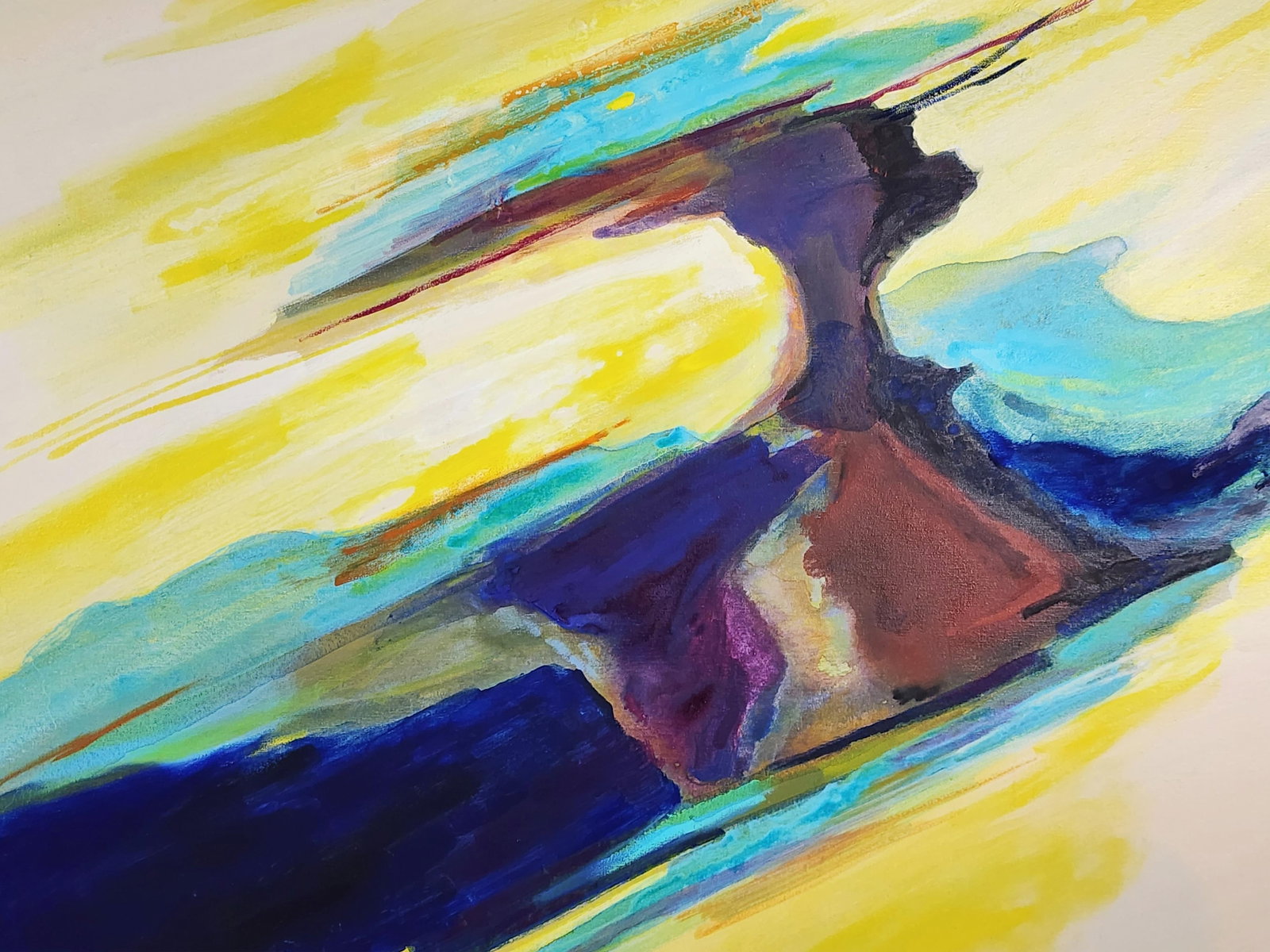 A 20th Century Abstract Composition Acrylic on Canvas Painting, c.1970's, back signed Therese (1 of 5)
