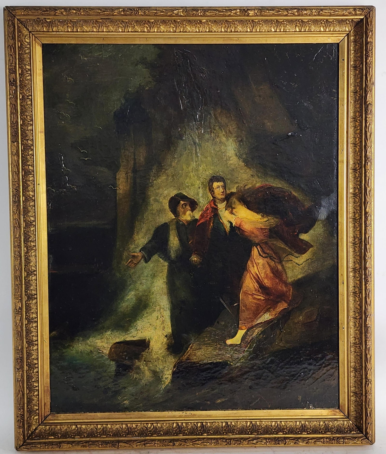 French School (19th Century) In the Manner of Camille Rocheplan (French, 1803-1855) Romantic Escape,: French School (19th Century) In the Manner of Camille Rocheplan (French, 1803-1855) Romantic Escape, Oil on canvas, 21" x 17", Framed-24 3/4" x 25 1/2"