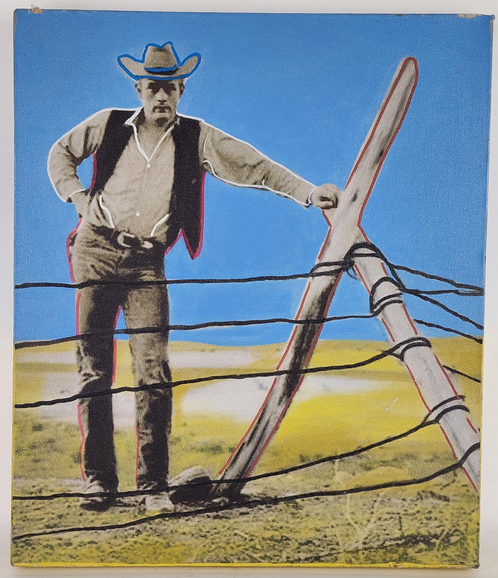 Steve Kaufman (American,1960-2010) James Dean (Giant), Screenprint on canvas, Back signed with (1 of 8)