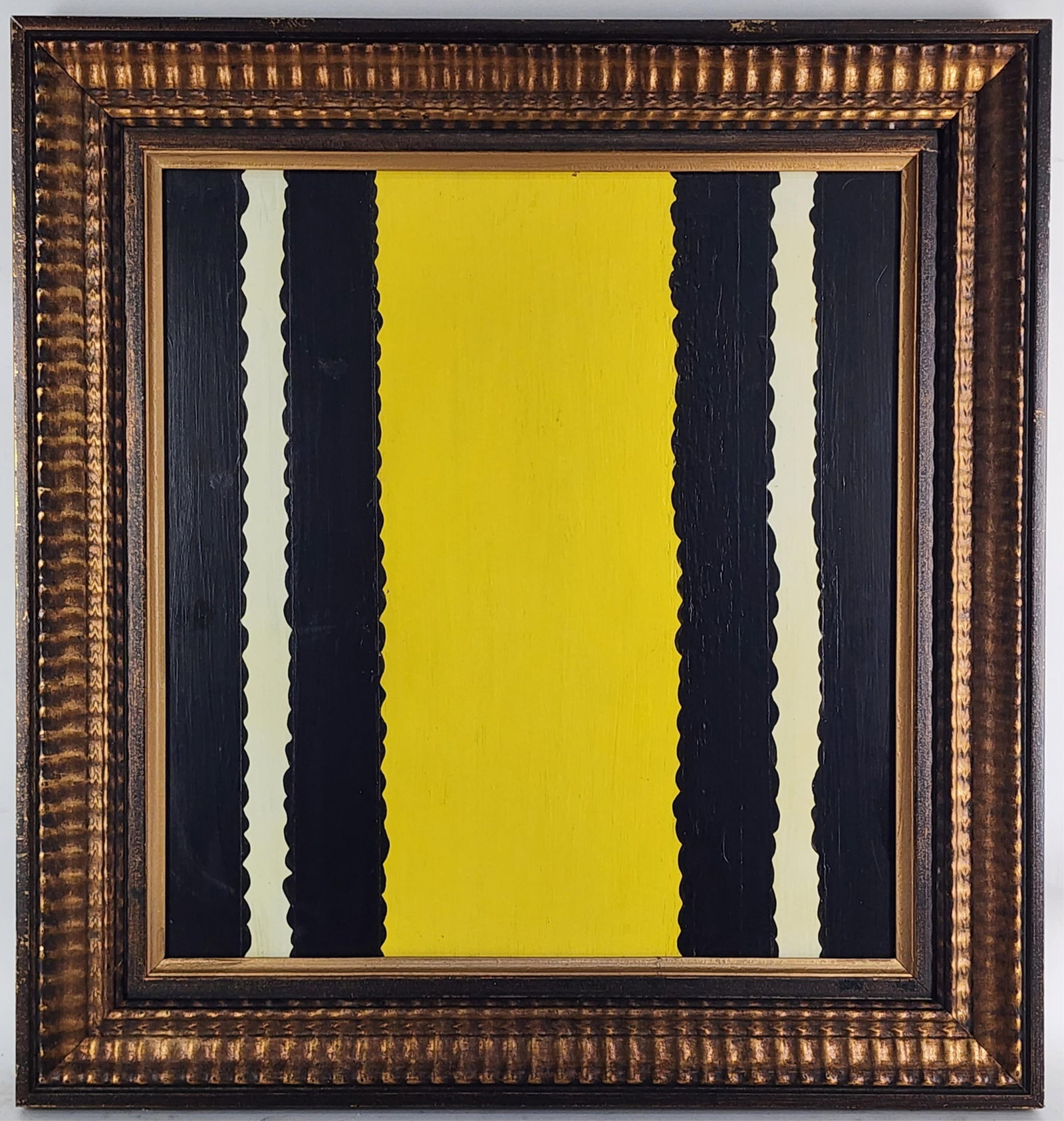 A 20th Century Oil on Wood Board Abstract Painting, Signed on back, 22" x 20 1/2", Framed-29 3/4" x: A 20th Century Oil on Wood Board Abstract Painting, Signed on back, 22" x 20 1/2", Framed-29 3/4" x 27"