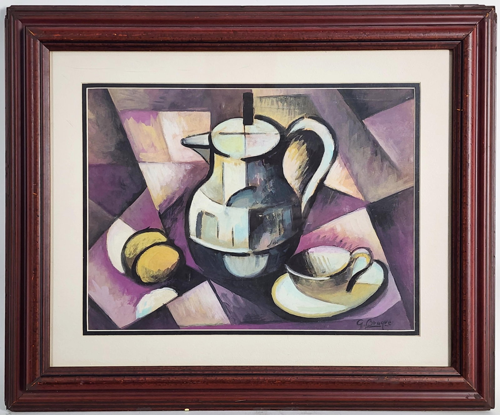 French School (20th Century) Cubist Still Life, Signed G. Braque, Watercolor on paper, Sight-10" x: French School (20th Century) Cubist Still Life, Signed G. Braque, Watercolor on paper, Sight-10" x 13 1/2", Framed-17" x 20 1/2"
