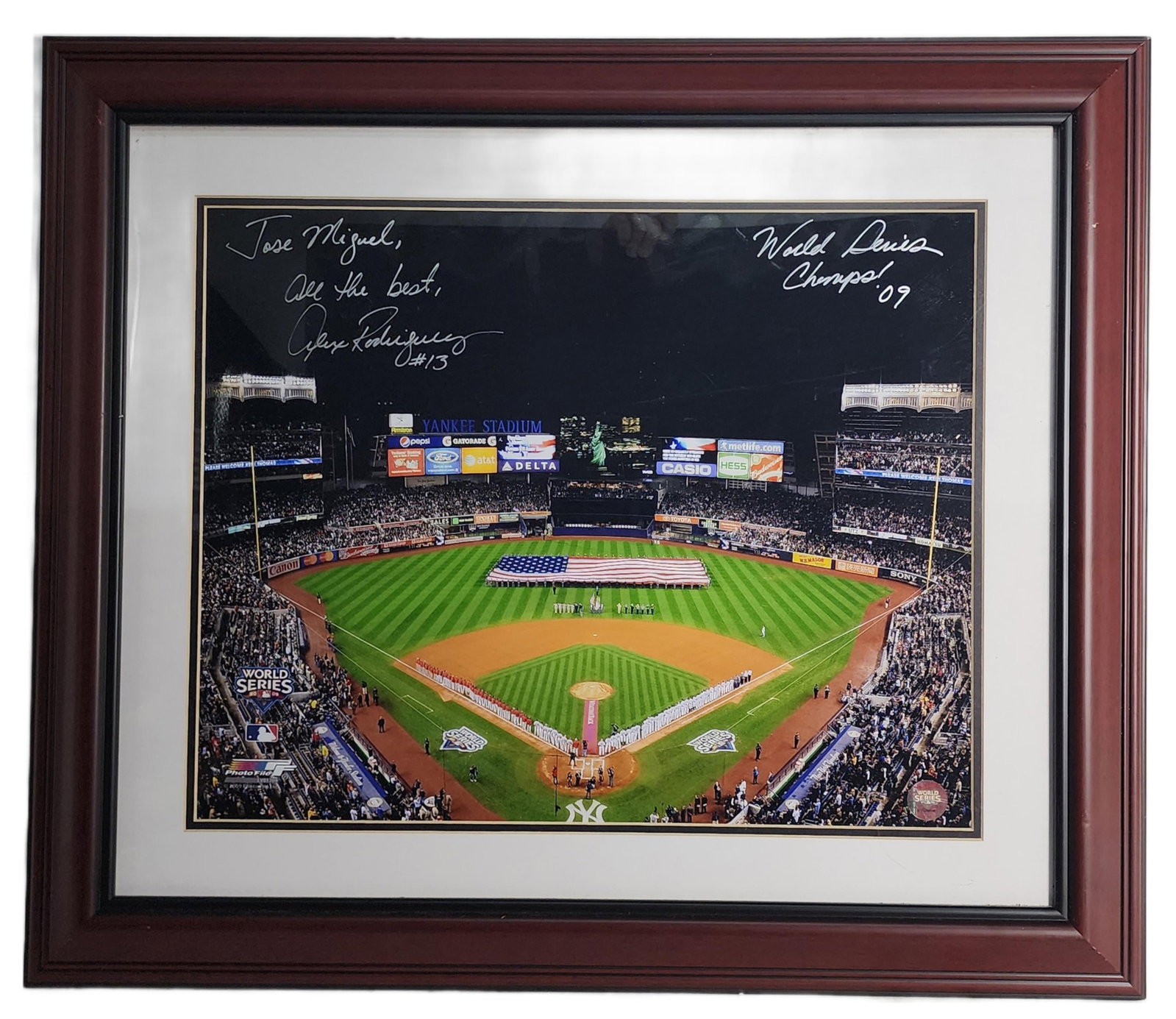 An Alex Rodriguez Signed Color Photograph of Yankee Stadium, signed in silver marker with dedication (1 of 5)