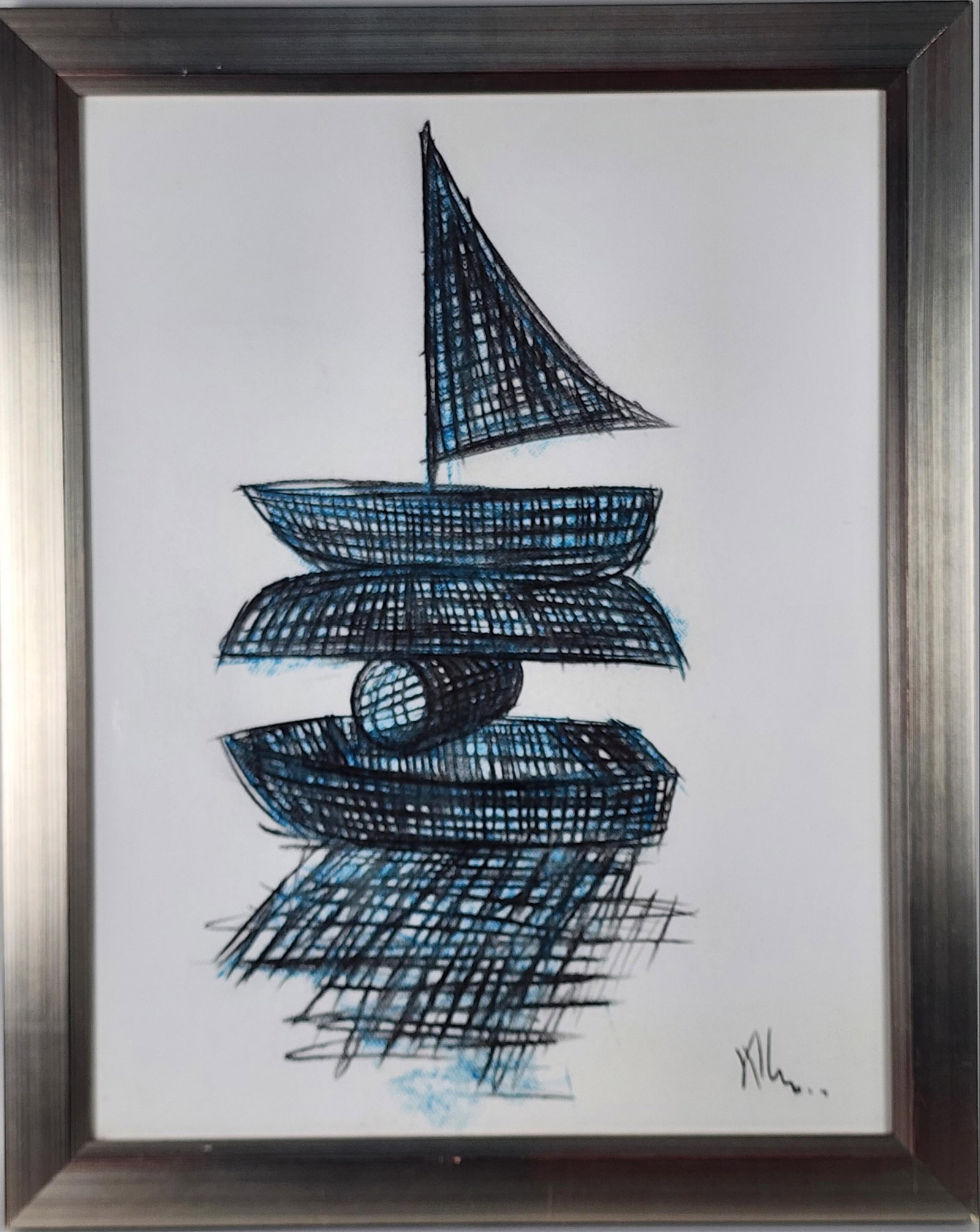 Kcho (Alexis Leyva Machado Cuban, b.1970, Study for Boat Stacks Construction, Lithograph, Signed in (1 of 4)