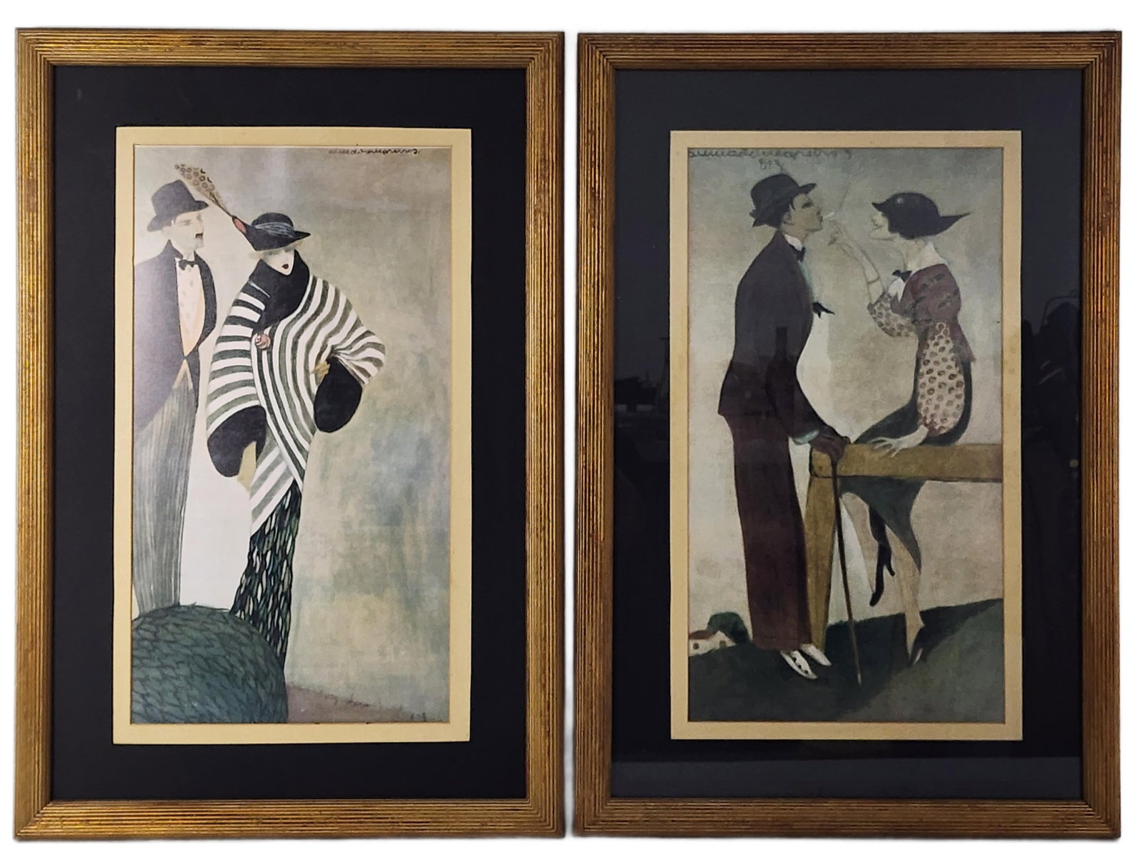 José de Almada Negreiros (Portuguese, 1893–1970) Two Offset Color Prints, Each Sight-22 (1 of 5)