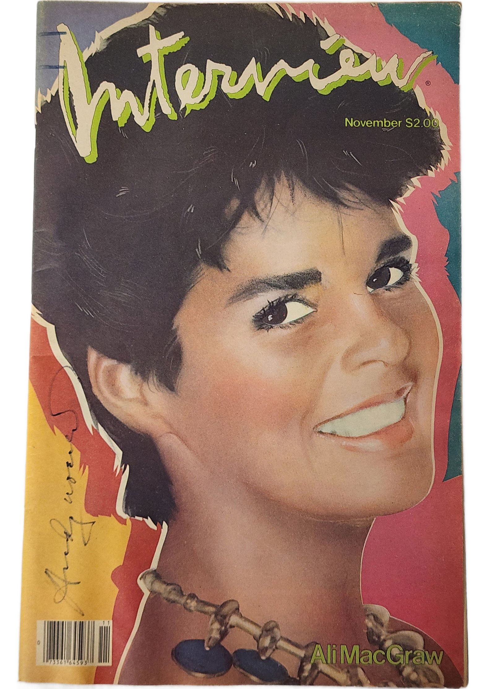 Andy Warhol (American, 1928-1987) A Signed Copy of Interview Magazine (1 of 7)