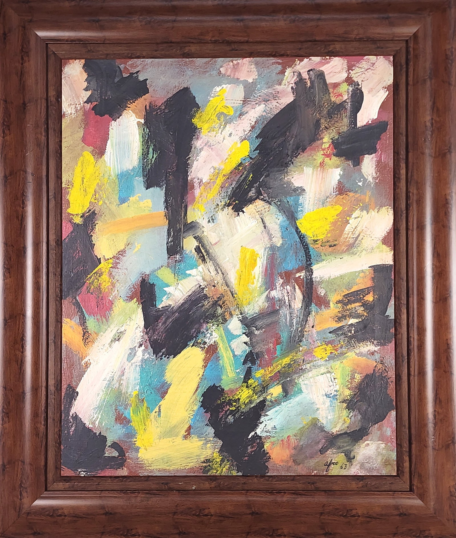 Afro Basadella (Italian, 1912-1976) Attributed to, Untitled, Signed Afro and dated '63, Oil o: Afro Basadella (Italian, 1912-1976) Attributed to, Untitled, Signed Afro and dated '63, Oil o canvas, 30" x 24", Framed-38 1/2" x 32 1/2"
