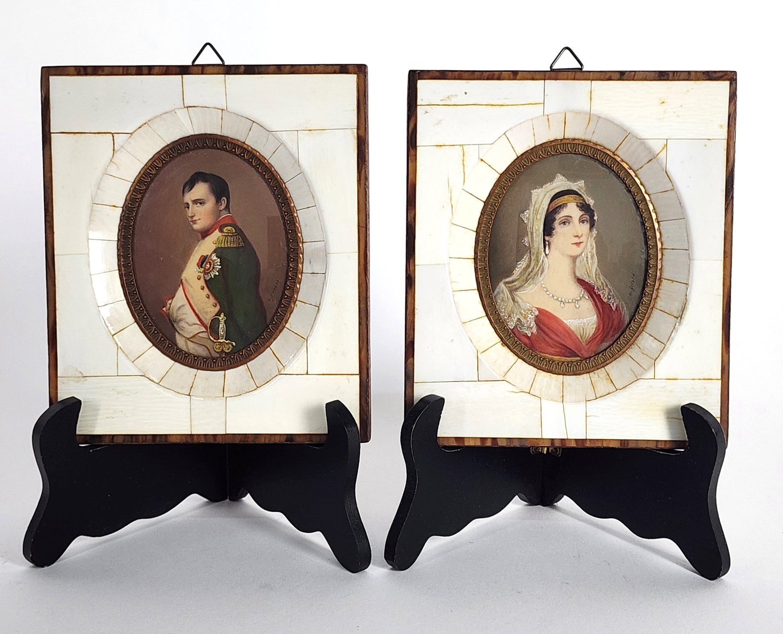 Pair of Miniature Portraits of Napoleon and Josephine,Early 20th Century, both signed, in matching (1 of 6)