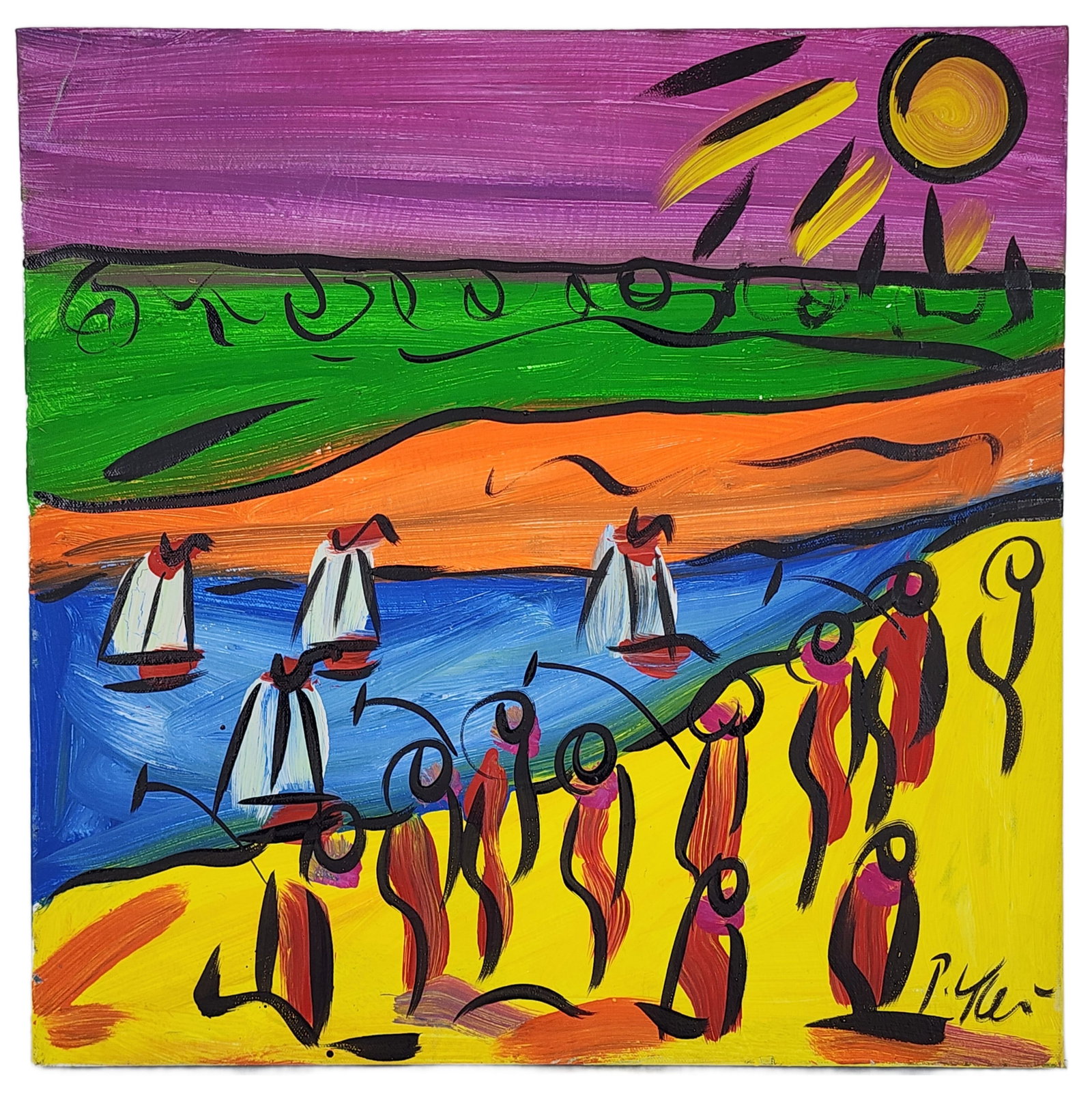 Peter Keil (German, b. 1942) Beach Scene with Boats, Signed lower right, Acrylic on canvas, 20" x (1 of 4)