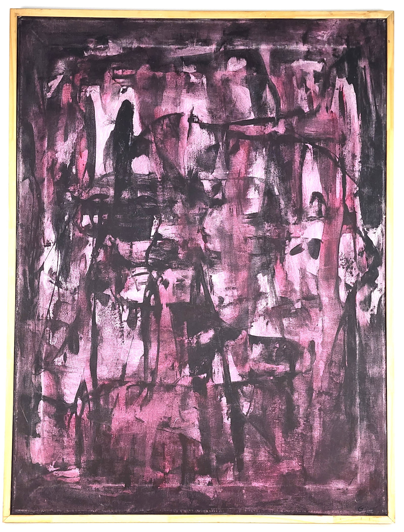 Guido Llinas (Cuban, 1923-2005) Untitled, Signed G. Llinas and dated 1990 lower right, Oil and: Guido Llinas (Cuban, 1923-2005) Untitled, Signed G. Llinas and dated 1990 lower right, Oil and acrylic on canvas, 40" x 30", Framed-41" x 31". Llinás co-founded Los Once, a historic collective of
