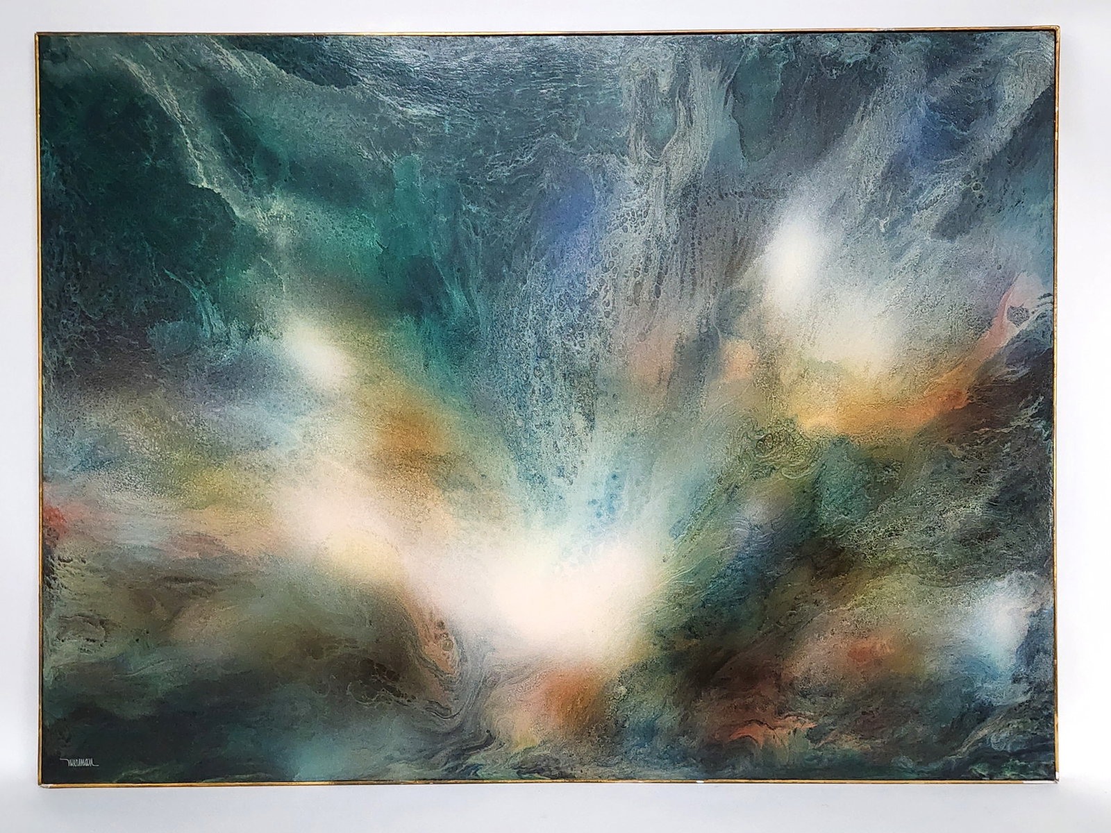 Leornardo Nierman (Mexican, 1932-2023) Dawn of Creation, Signed Nierman lower left, Oil on masonite,: Leornardo Nierman (Mexican, 1932-2023) Dawn of Creation, Signed Nierman lower left, Oil on masonite, 36" x 48", framed