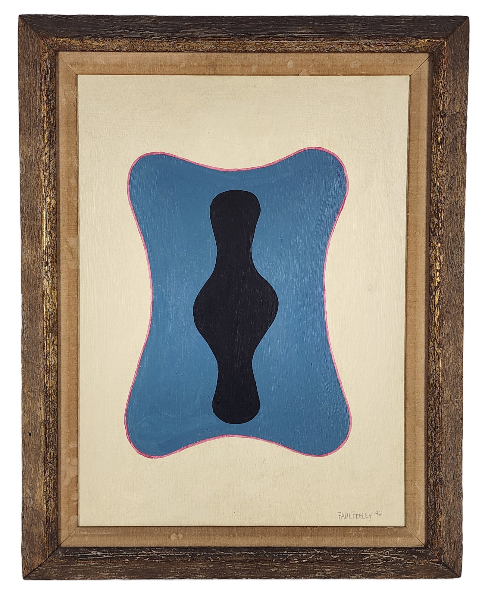 Paul Feeley (American, 1910-1956) Untitled, Signed Paul Feeley and dated 1961 lower right, Oil on: Paul Feeley (American, 1910-1956) Untitled, Signed Paul Feeley and dated 1961 lower right, Oil on masonite, 20" x 14 1/2", Framed-24 1/2" x 19 1/2". Feeley was a professor of art at Bennington College