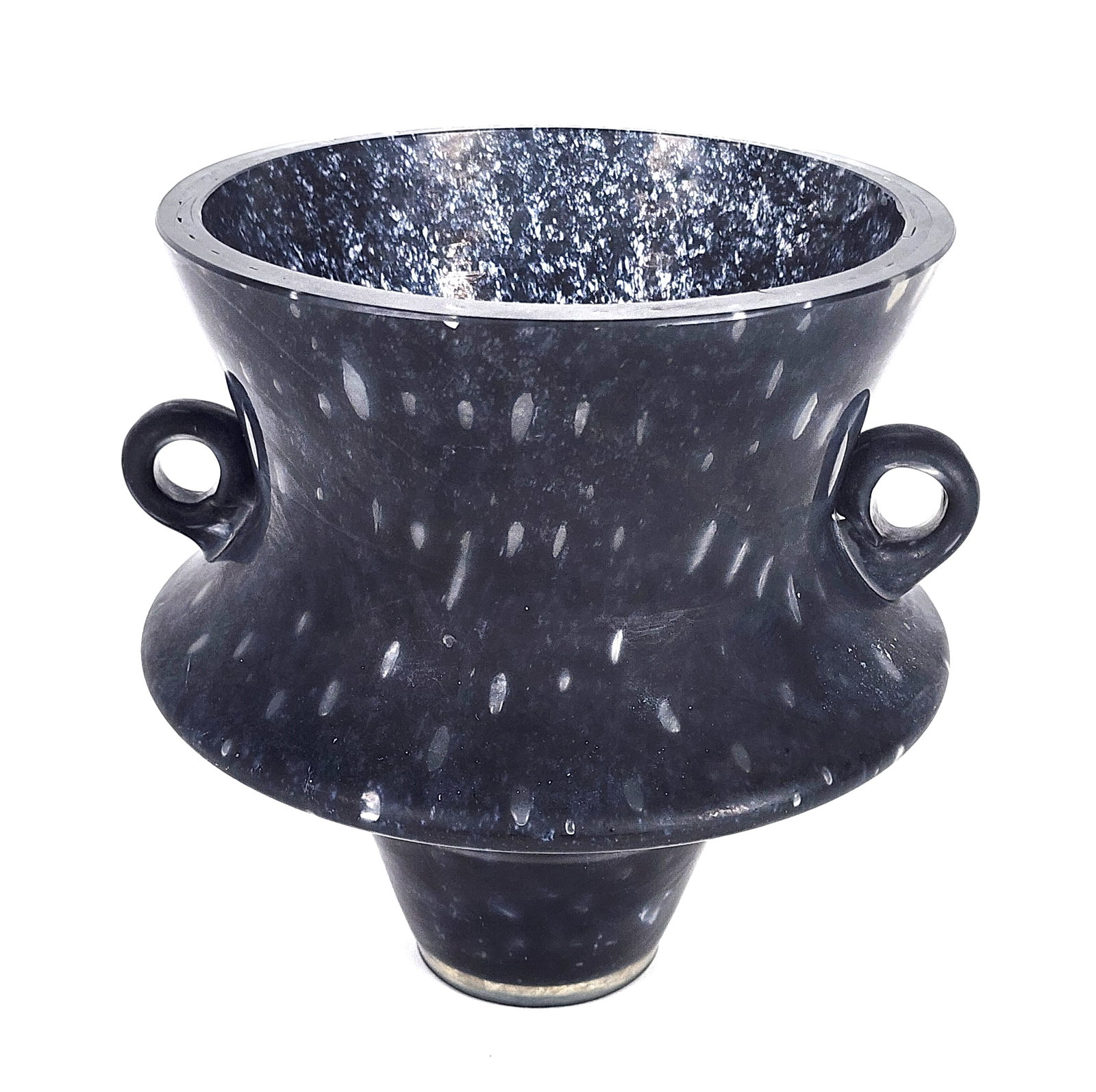 Contemporary Italian Studio Glass Urn, signed underside, 8" h. 8" w. 9" d.: Contemporary Italian Studio Glass Urn, signed underside, 8" h. 8" w. 9" d.