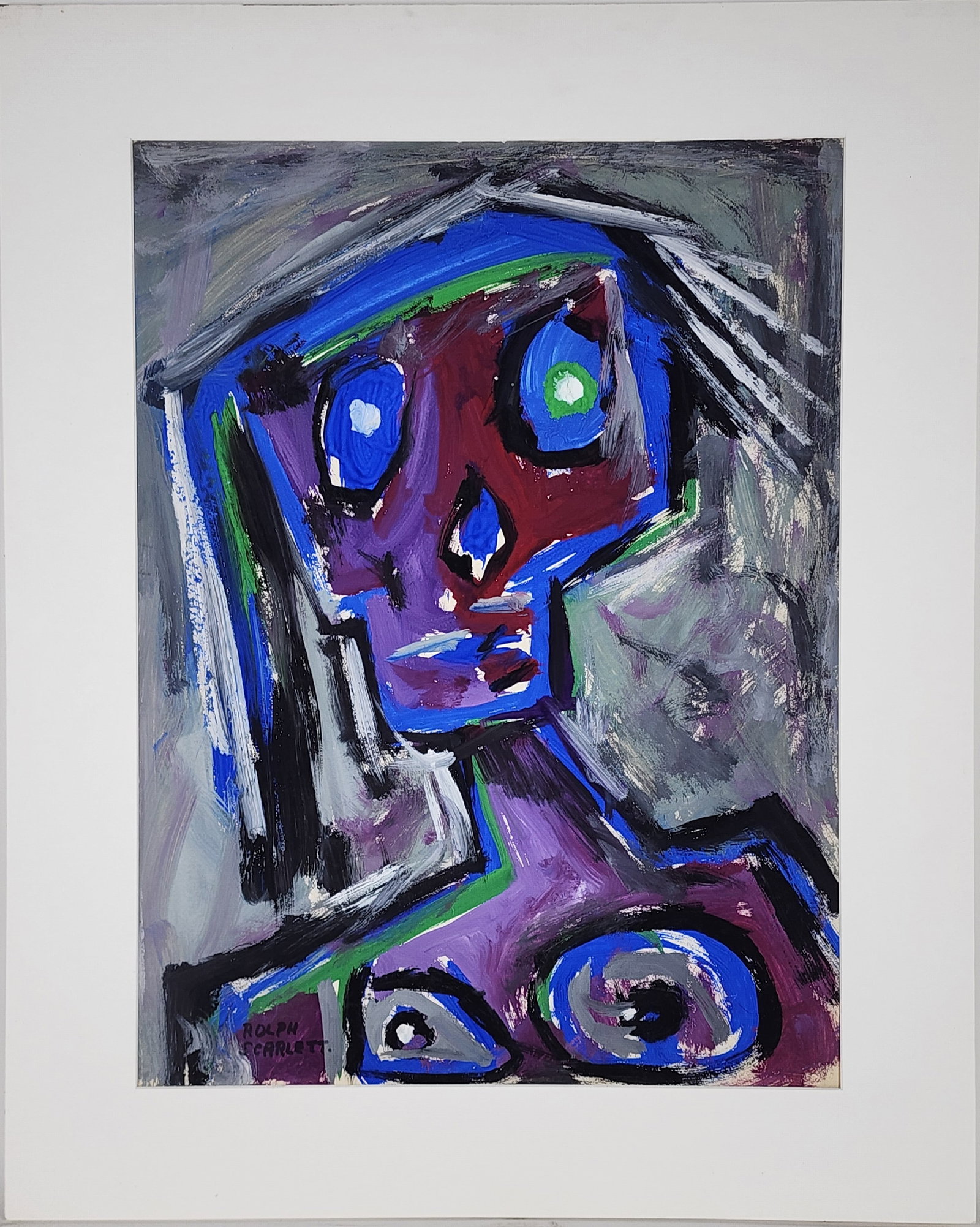 Rolph Scarlett (Canadian/American, 1889-1984) Signed, Mixed Media on paper, Sheet-23 1/2" x 18",: Rolph Scarlett (Canadian/American, 1889-1984) Signed, Mixed Media on paper, Sheet-23 1/2" x 18", matted and unframed.