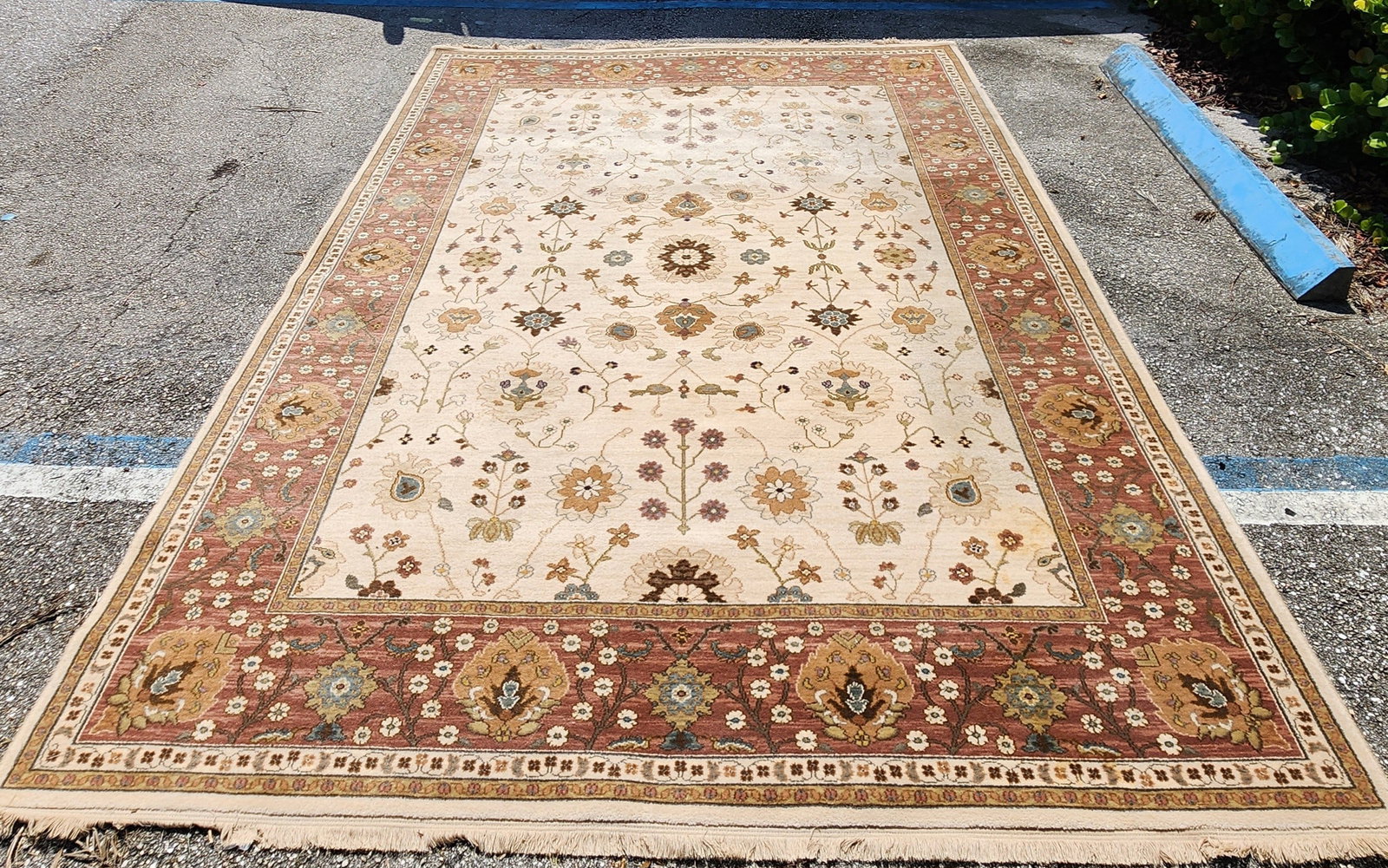 Large Karastan Oriental Carpet with Browns and Beige Flower Field Design, 12' 3" x 8' 8" (1 of 4)