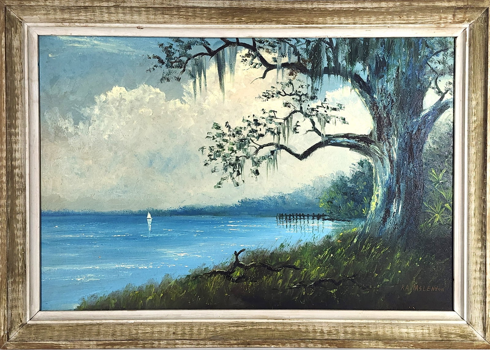 Roy R.A. McLendon (Florida Highwaymen, 1932-2024) Signed R. A. McLendon lower right, Oil on canvas,: Roy R.A. McLendon (Florida Highwaymen, 1932-2024) Signed R. A. McLendon lower right, Oil on canvas, 24" x 36", Framed-28" x 40"