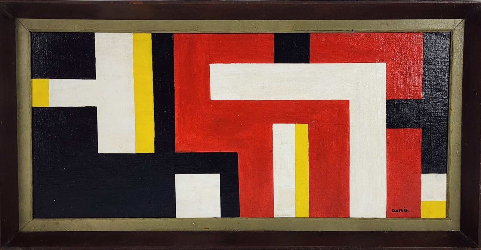 Sandu Darie (Romanian, 1908-1991) Untitled, Signed Darie lower right, Oil on board, 9 1/2" x 21",: Sandu Darie (Romanian, 1908-1991) Untitled, Signed Darie lower right, Oil on board, 9 1/2" x 21", Framed-11 3/4" x 23 1/2"