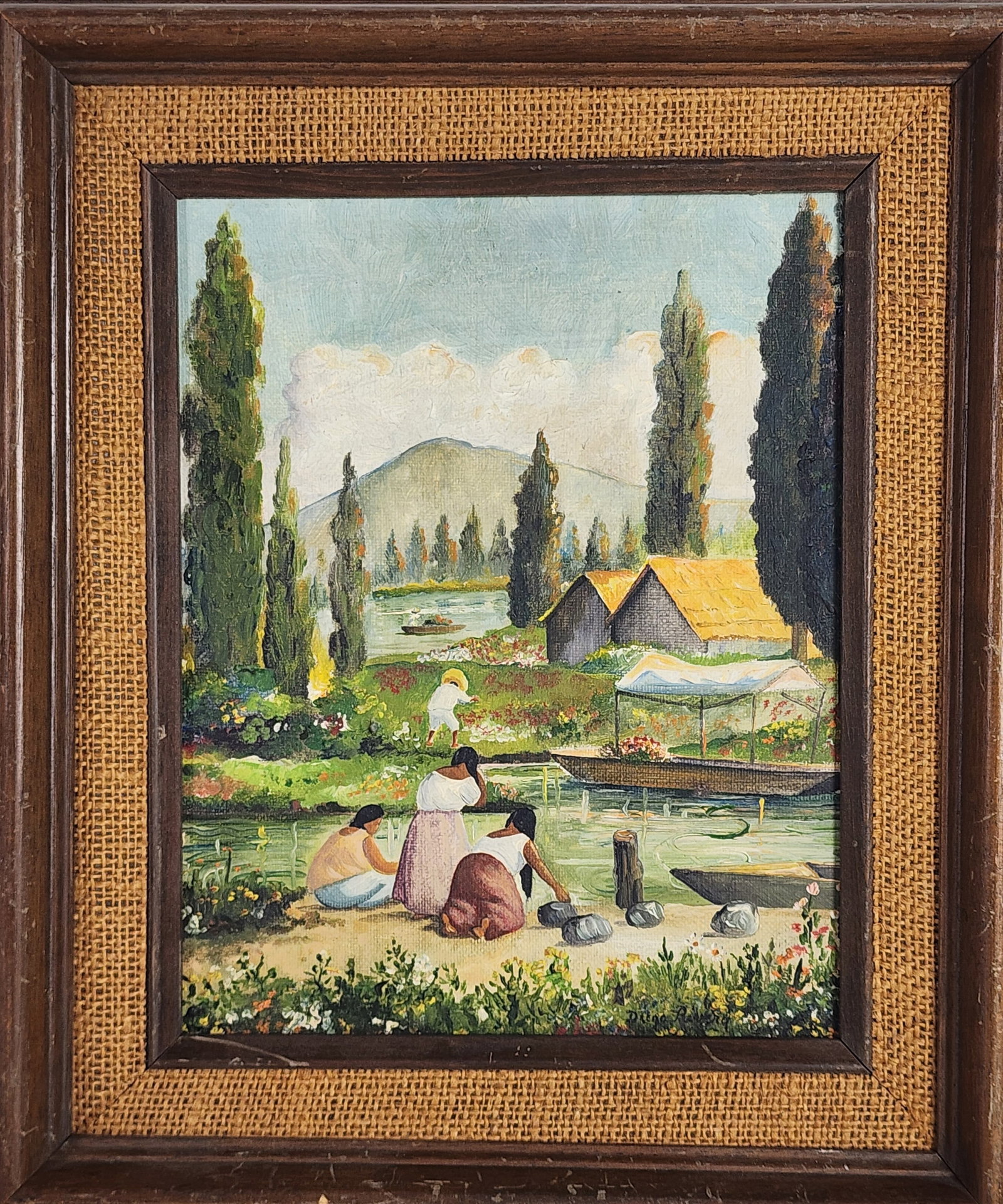 Mexican School (Mid-20th Century) Xochimilco, Signed Diego Rivera lower right, Oil on canvas, 10" x (1 of 5)