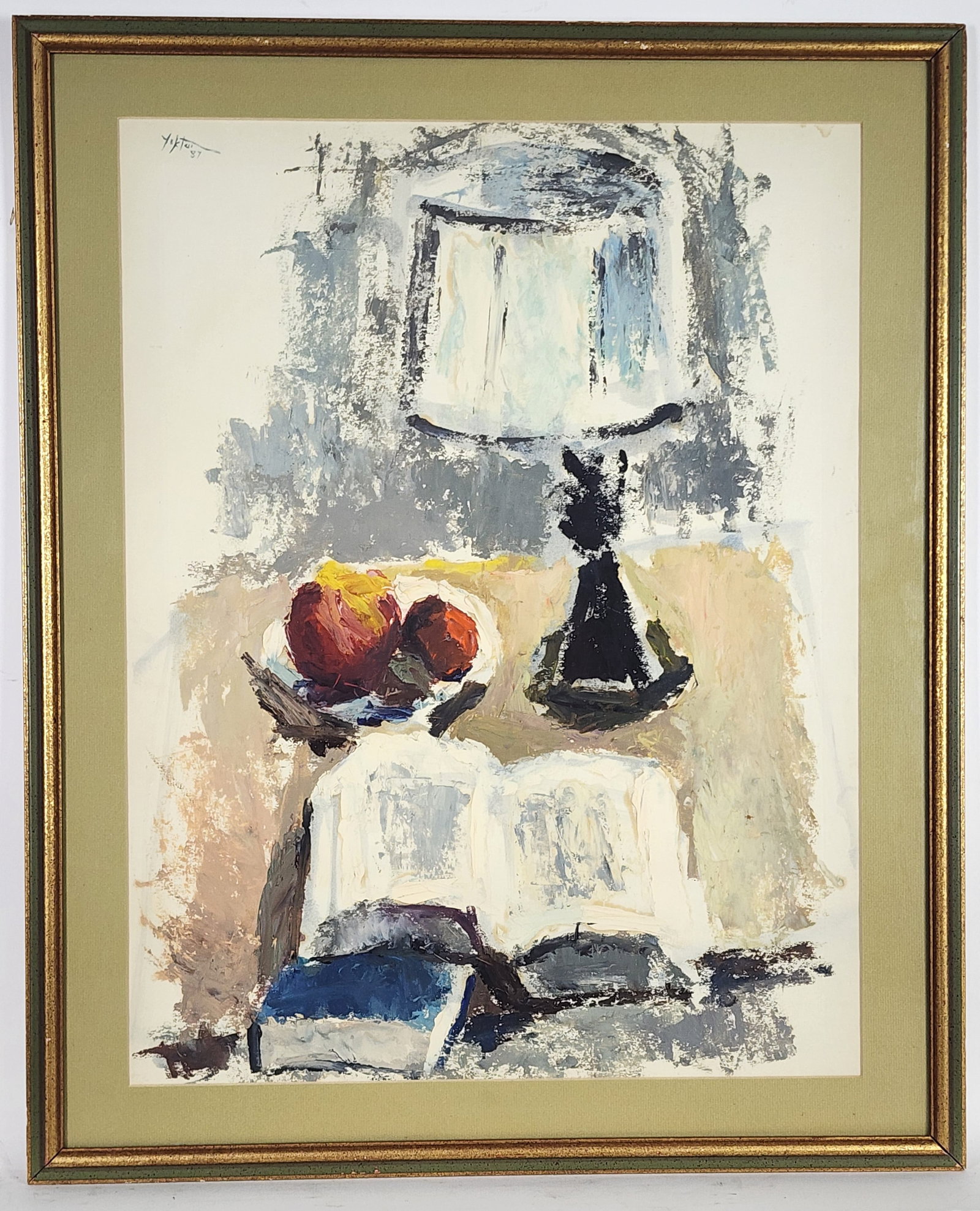 Manoucher Yektai (Iranian, 1921-2019) Still Life, Signed Yektai '87 upper left, Oil on paper,: Manoucher Yektai (Iranian, 1921-2019) Still Life, Signed Yektai '87 upper left, Oil on paper, Sight-22 3/4" x 17 1/2"