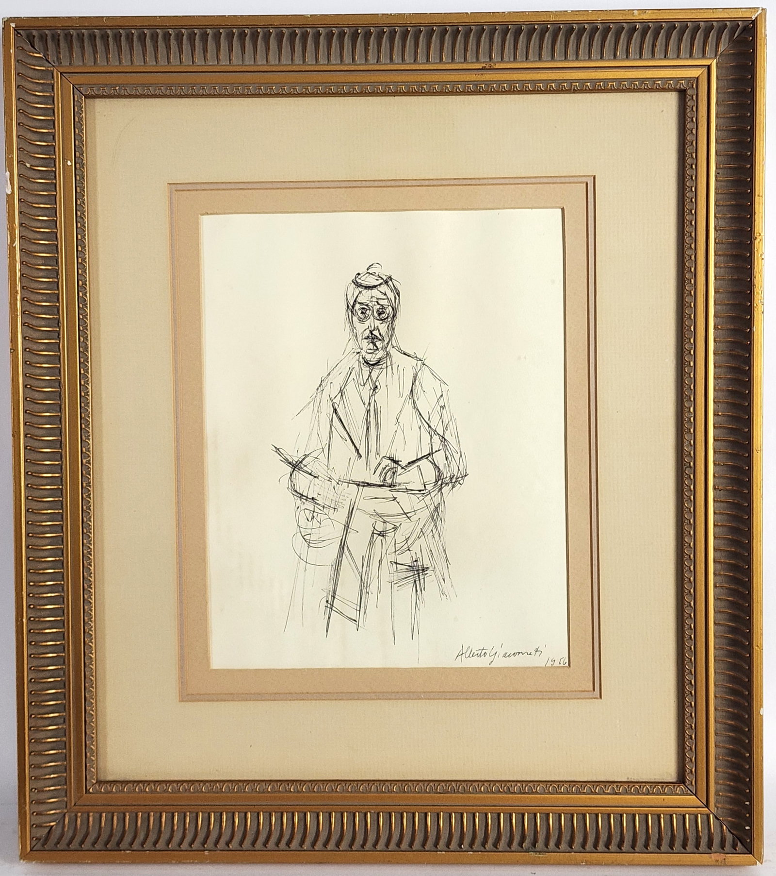 Alberto Giacometti (Italian, 1901-1966) Self-Portrait, c.1956, Intaglio print on paper, Sheet-14" x (1 of 7)