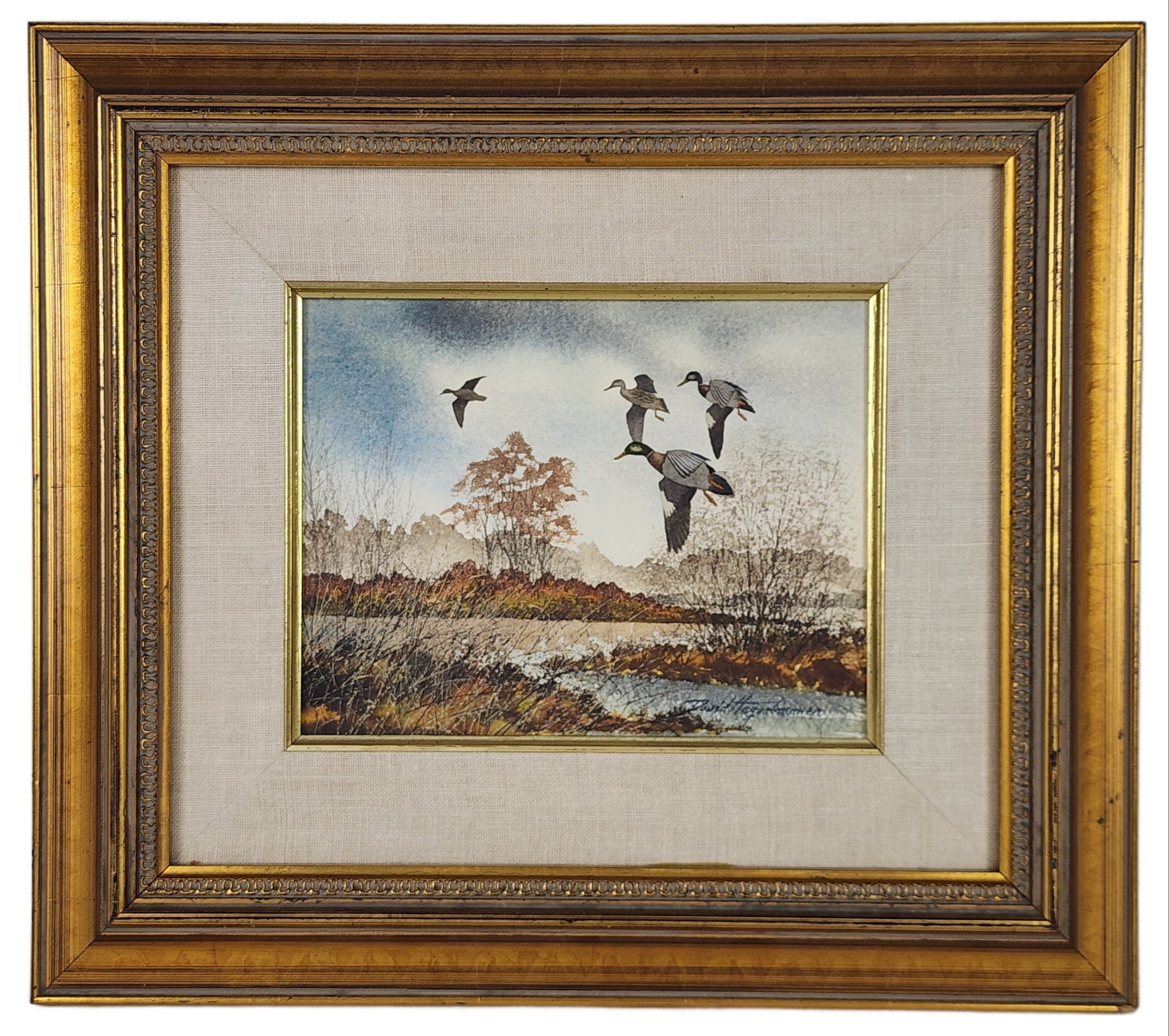 David Hagerbaumer (American, 1921–2014) Mallard Ducks in Flight, Signed David Hagerbaumer (1 of 5)