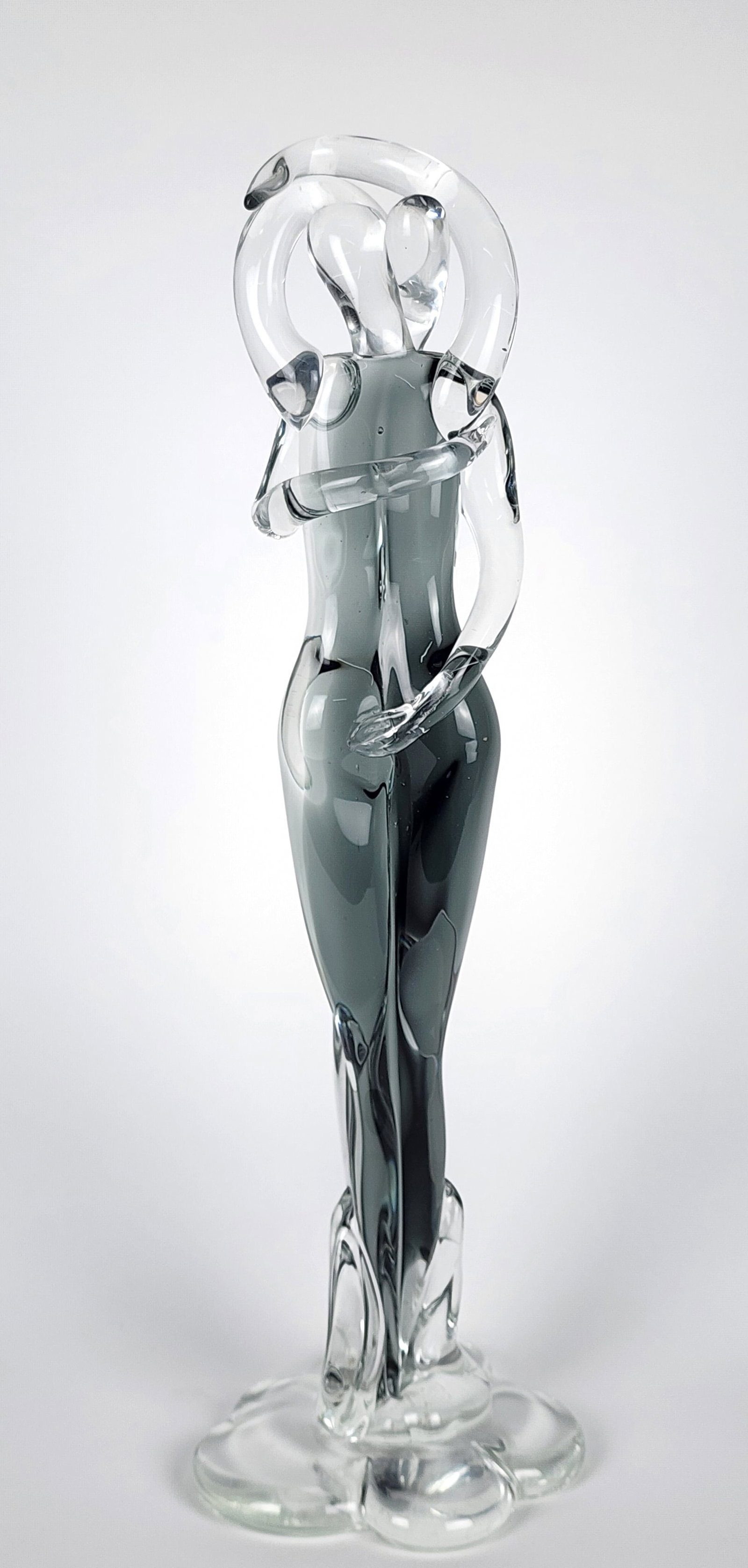Italian Studio Smoky Gray Glass Sculpture of Embracing Figures, 20th Century, unsigned, 16 1/2" h. 5 (1 of 4)