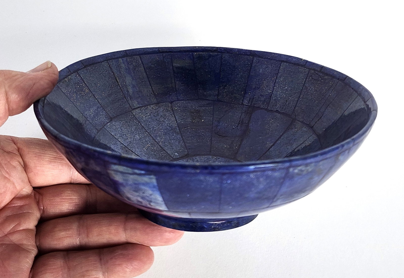 A Lapis Tessalated Footed Bowl, 20th Century, 2" h. 6" dia. (1 of 4)