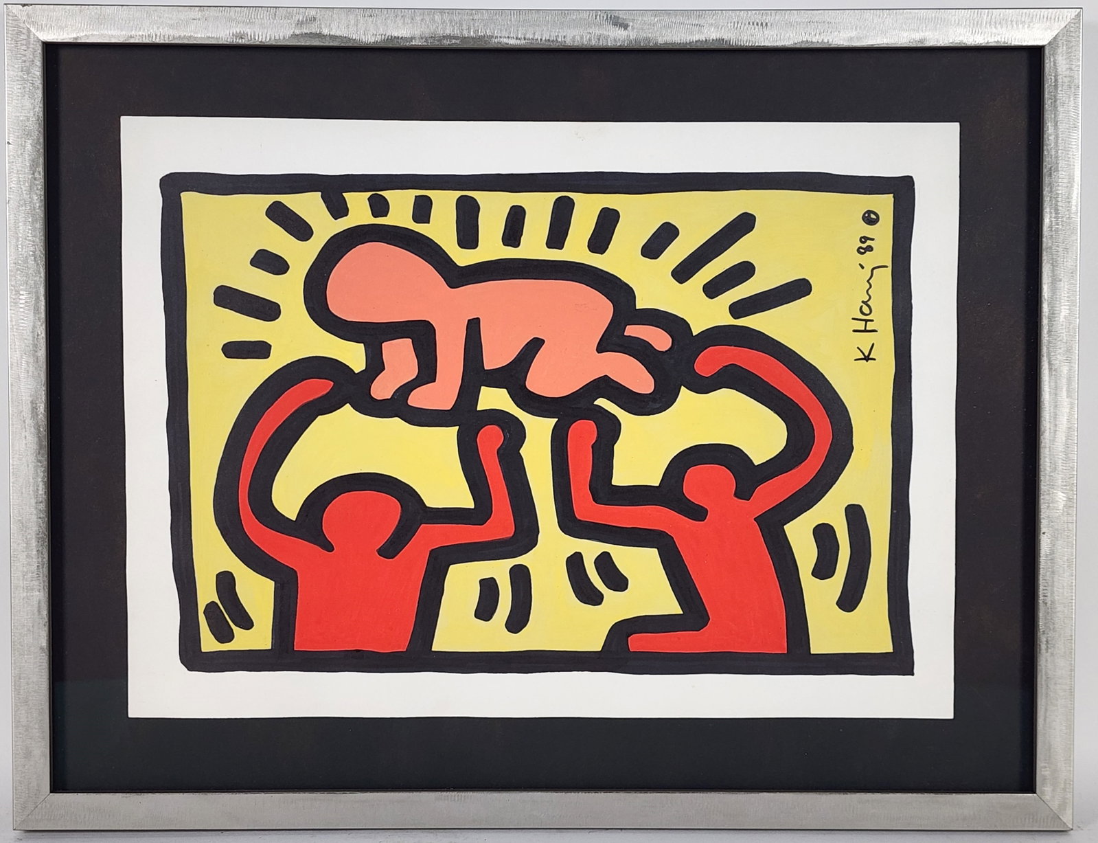 Keith Haring (American, 1958-1990) Untitled, Signed and dated '89, Ink on Paper, verso with Haring (1 of 7)