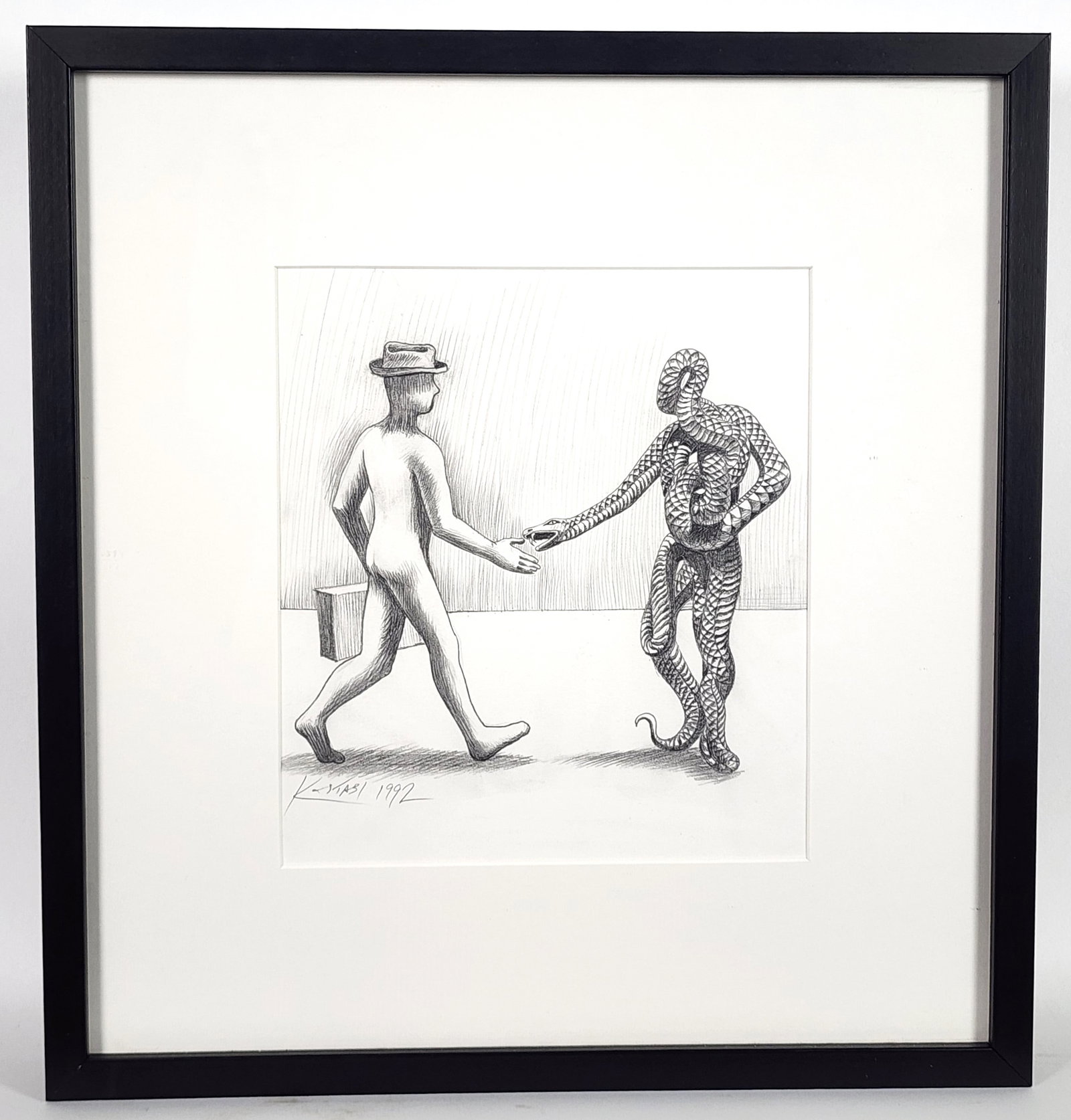 Mark Kostabi (American, b. 1960) Official Greeting, Signed and dated 1992 lower left, Pencil on (1 of 8)