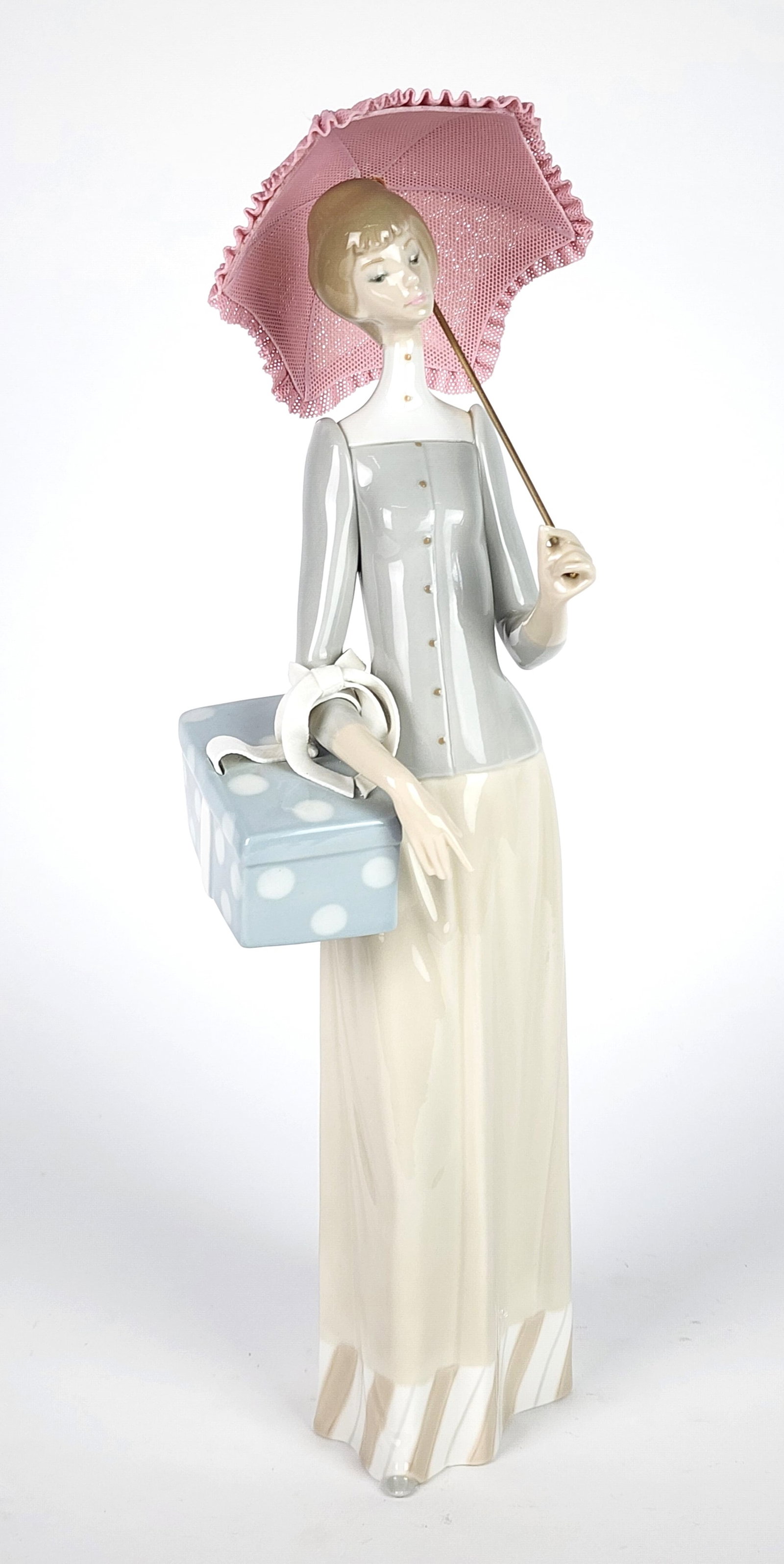 Lladro Porcelain Figure of a Lady with Parasol, underside marked, 14" h. (1 of 4)
