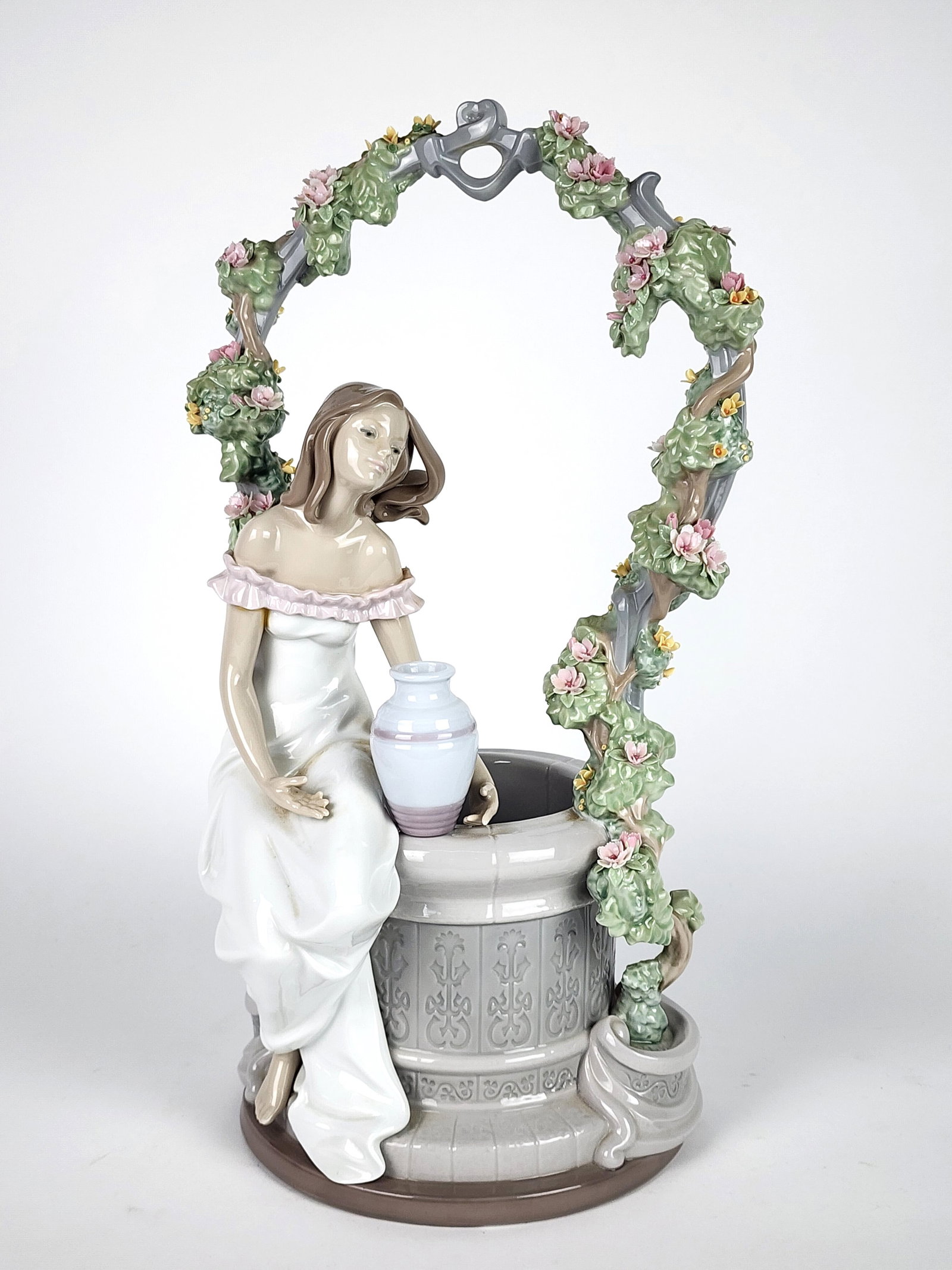 Lladro Porcelain Figure of a Lady at Well, underside marked, 16 3/4" h. (1 of 6)