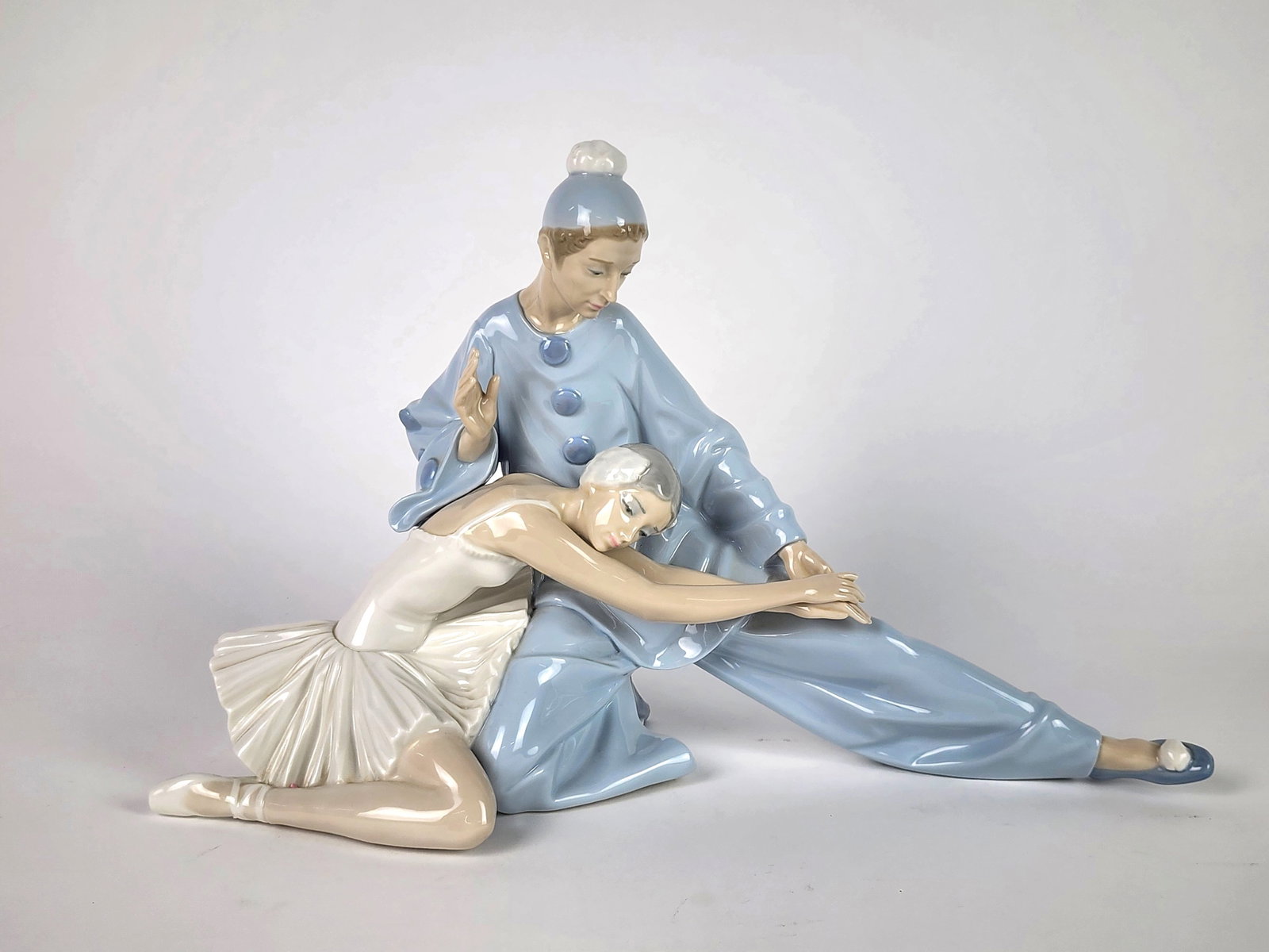 Lladro Porcelain Figure of a Jester and Ballerina, underside marke, 9 1/4" h. (1 of 5)