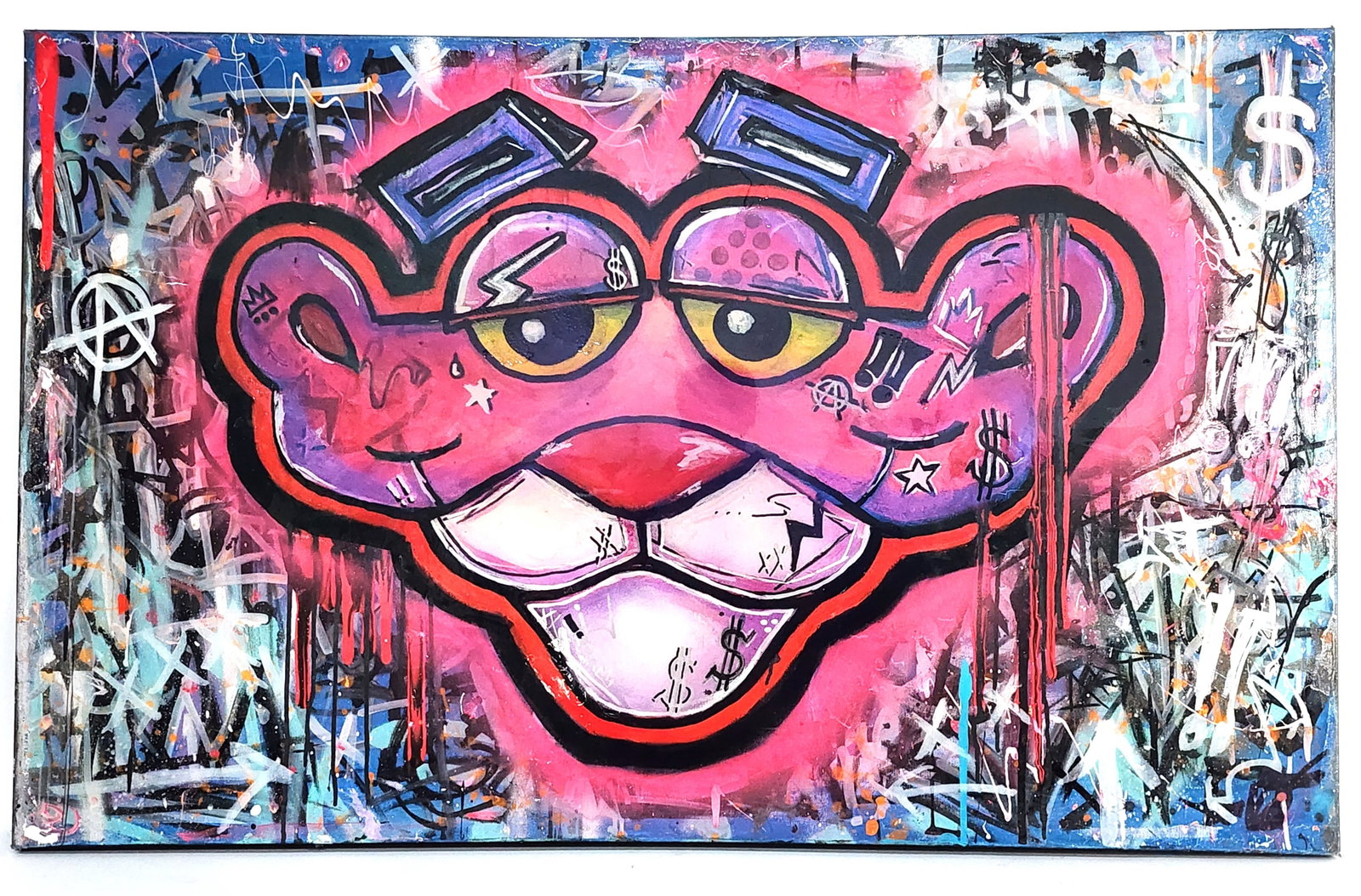Ian Gracey (American/Delray Beach, 20th/21st Century) Pink Panther, Mixed Media on canvas, back (1 of 5)